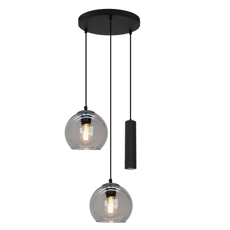 Luca - Hanglamp - Zwart / Grijs - 3L