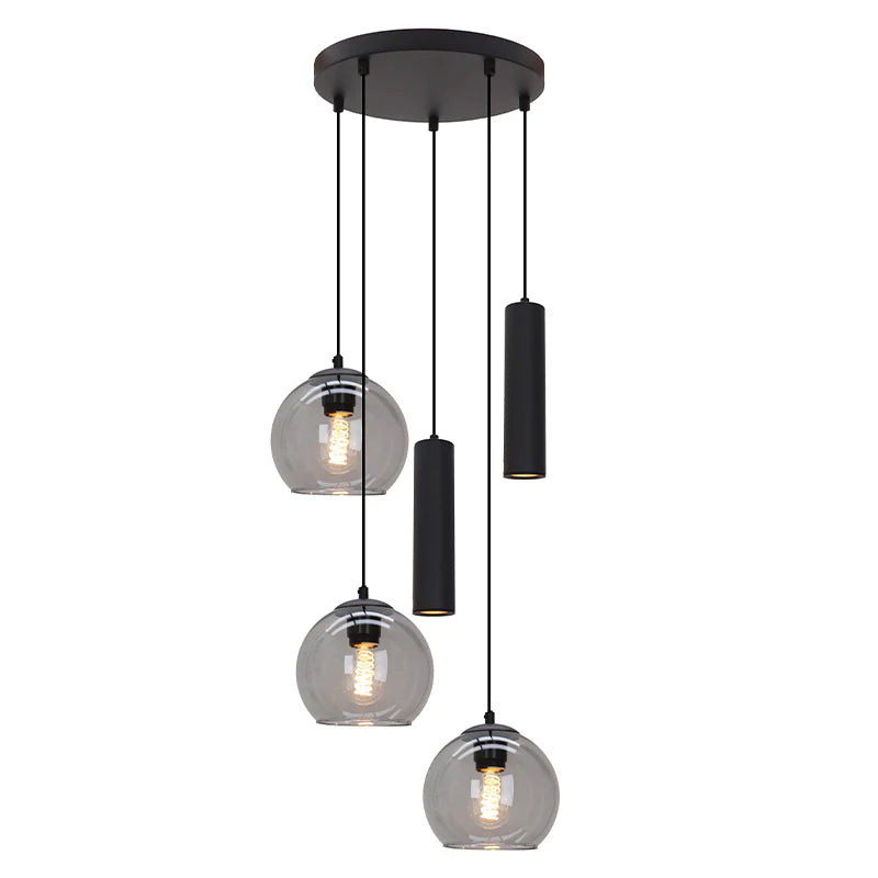Luca - Hanglamp - Zwart / Grijs - 5L