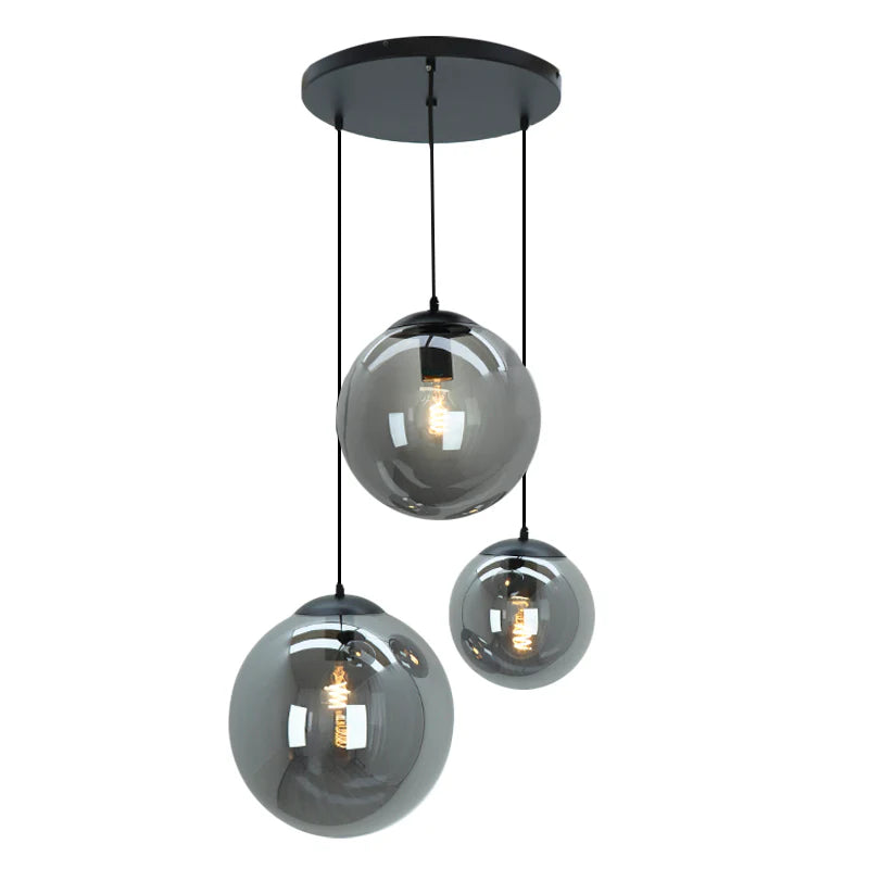 Lucio - Hanglamp - Zwart / Grijs - 3L