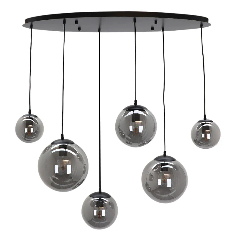 Lucio - Hanglamp - Grijs / Zwart - 6L