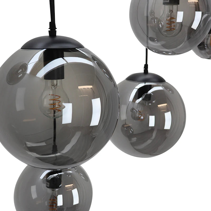 Lucio - Hanglamp - Grijs / Zwart - 6L