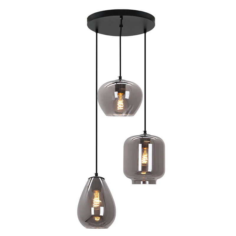 Lora - Hanglamp - Grijs / Zwart - 3L