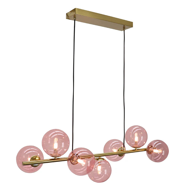 Roma - Hanglamp - Roze / Messing - 7L
