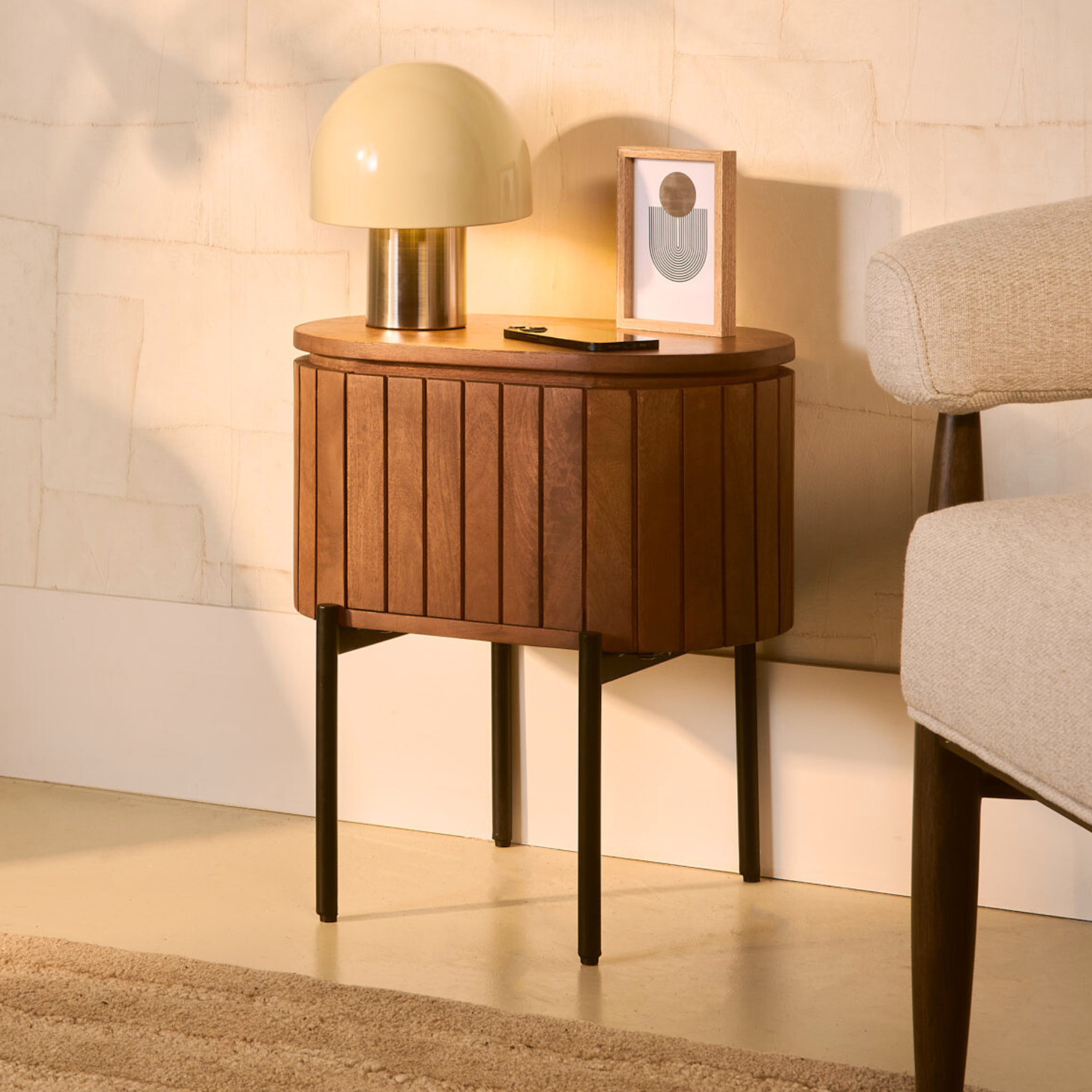 Japandi Nachtkastje - Lichtbruin Staand