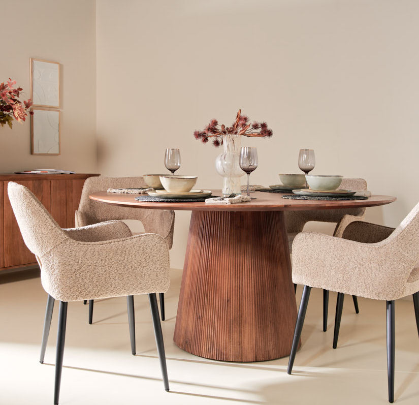 Japandi Eettafel Rond - Lichtbruin - Ø150cm