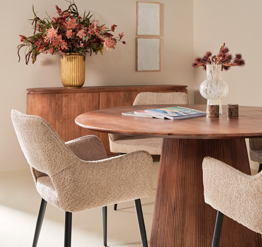 Japandi Eettafel Rond - Lichtbruin - Ø150cm