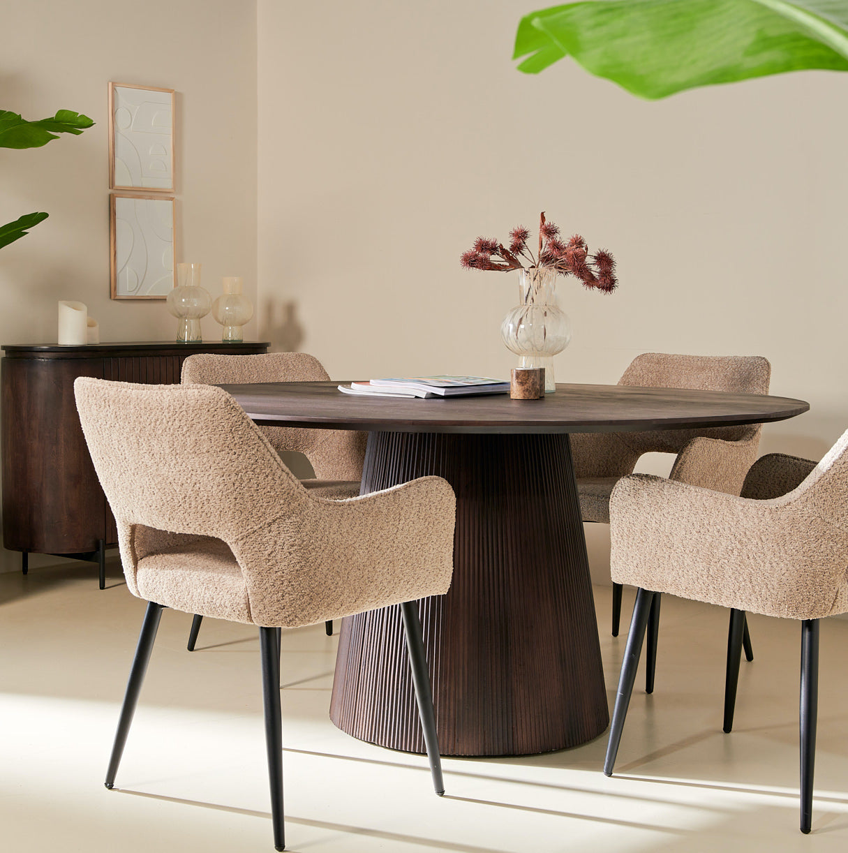 Japandi Eettafel Rond - Bruin - Ø120cm