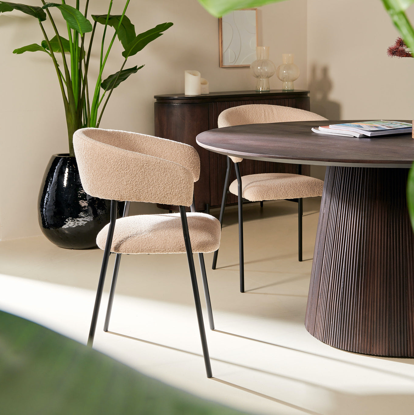 Japandi Eettafel Rond - Bruin - Ø150cm