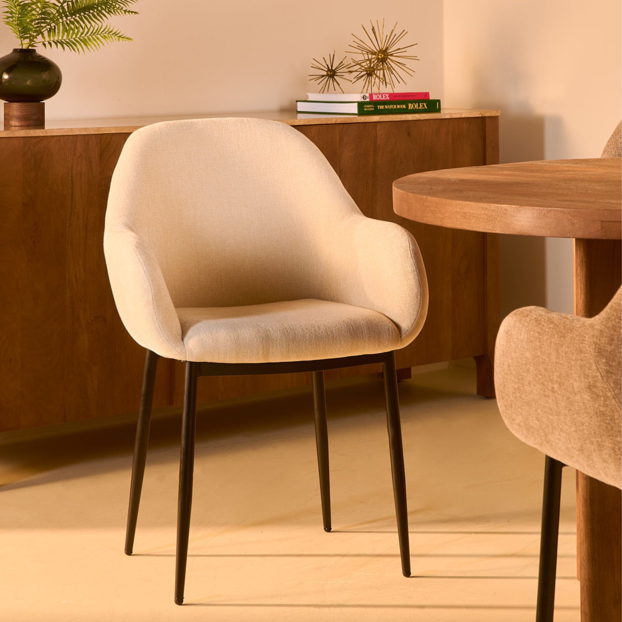 Eetkamerstoel Zara - Stof Ecru