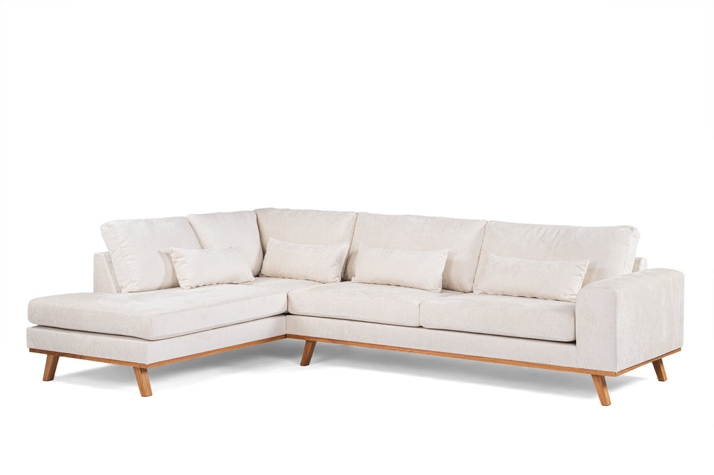 Hoekbank Soof - champagne - 3 zits - links