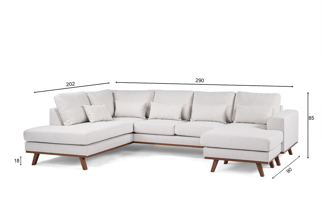 Hoekbank Torpa - beige - 3 zits - rechts