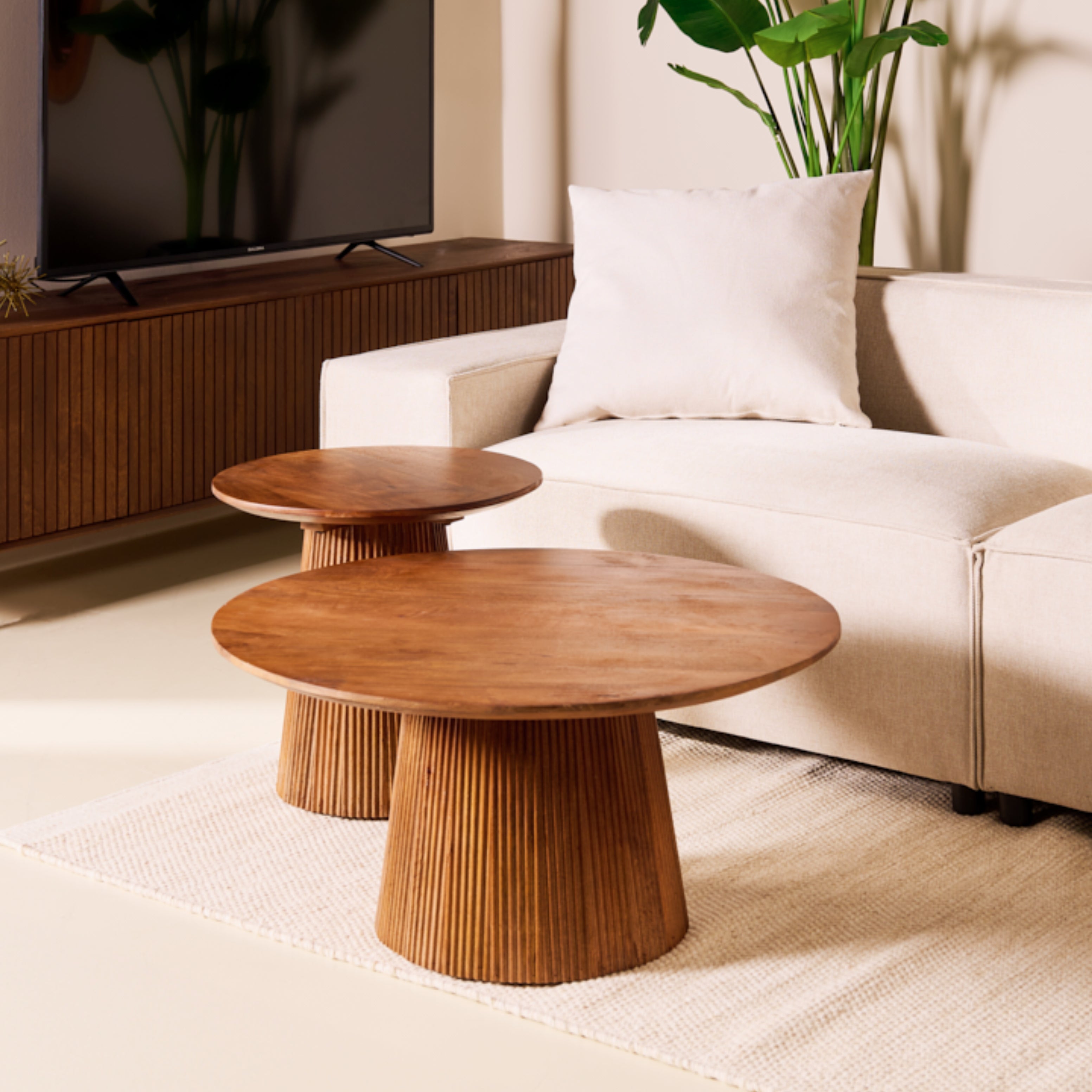 Japandi Salontafel - Lichtbruin - Ø80cm