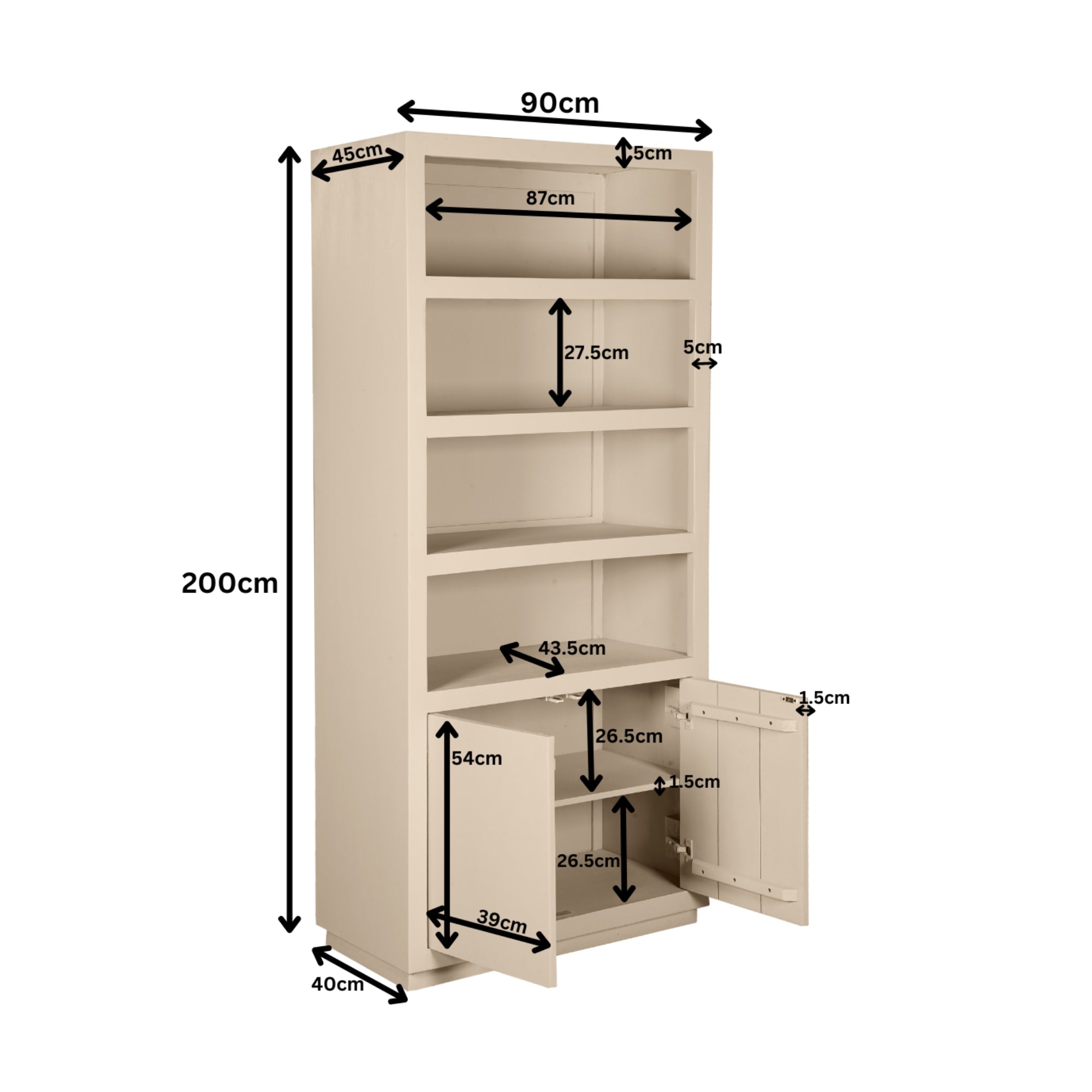 Vakkenkast Brussel Sand 90cm | 4 vakken