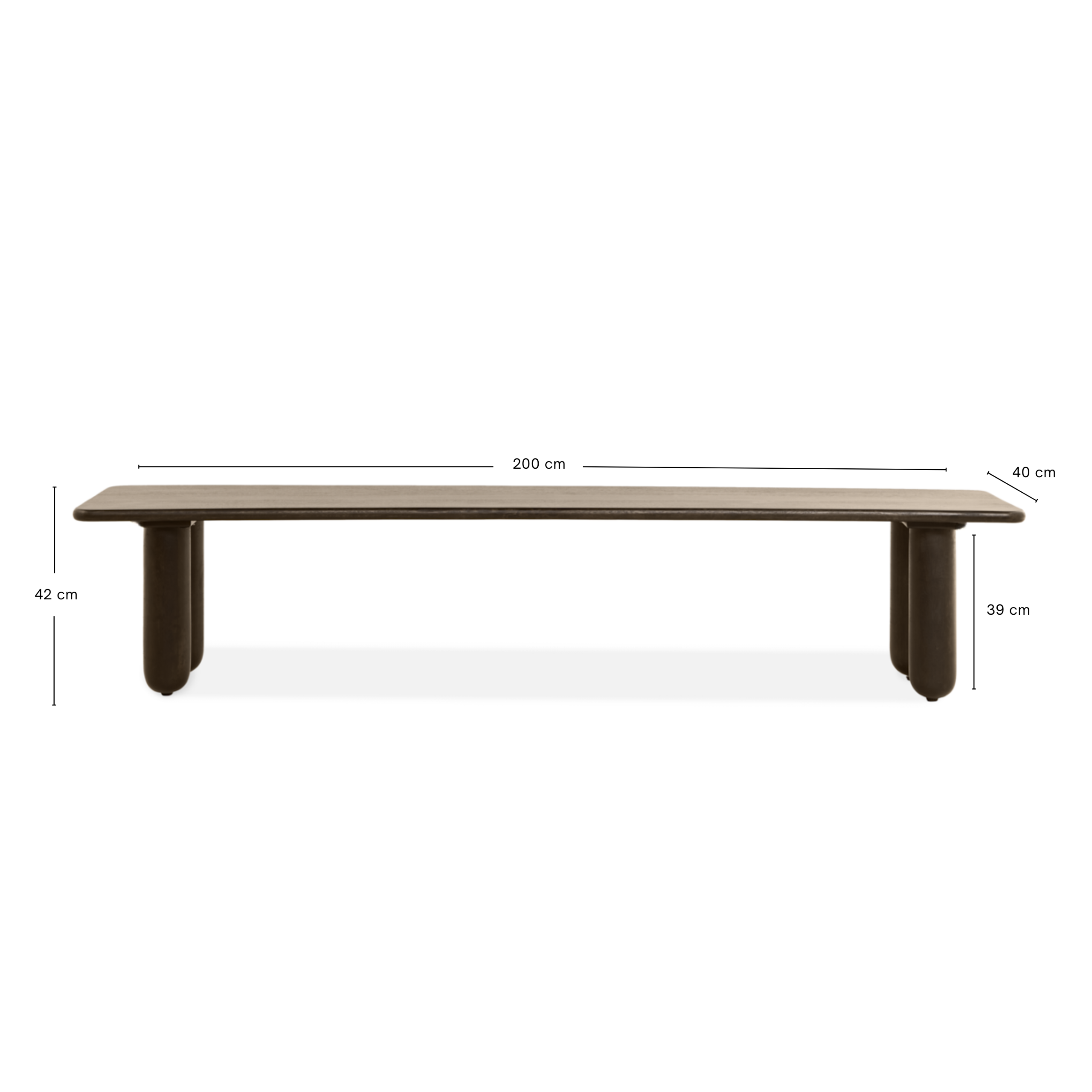 Eetbank Rondo – 200cm Donkerbruin