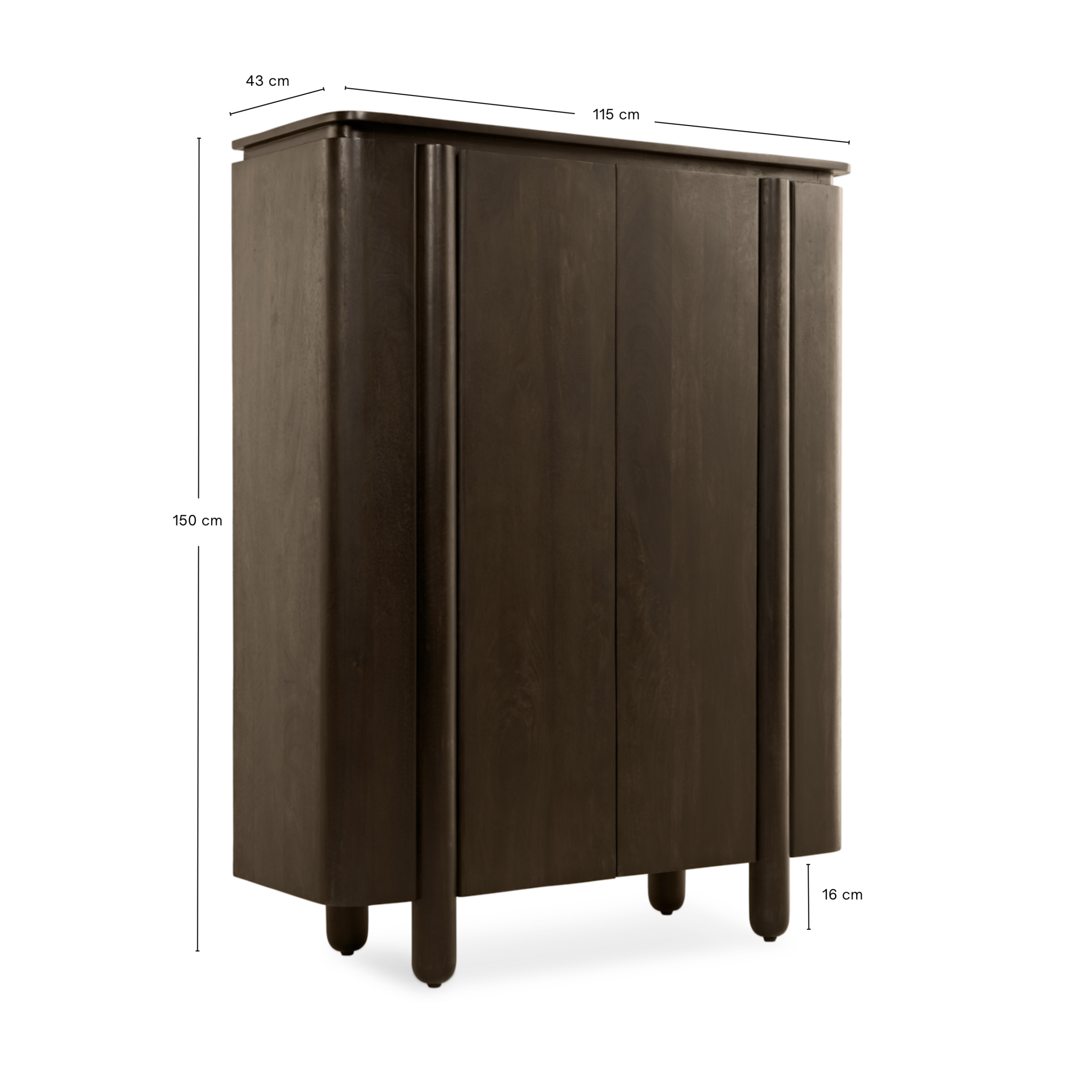 Wandkast Rondo – 150cm Donkerbruin