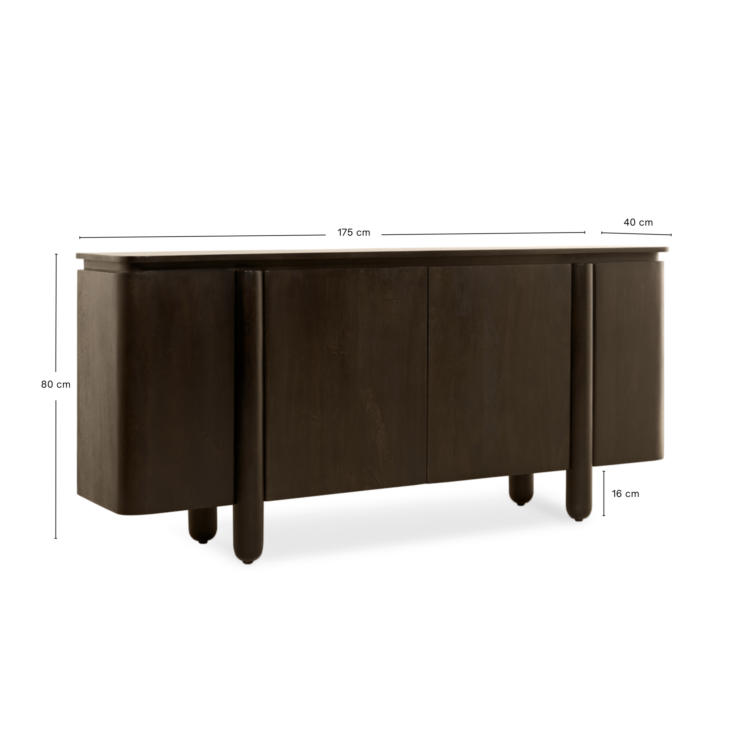 Dressoir Rondo – 175cm Donkerbruin