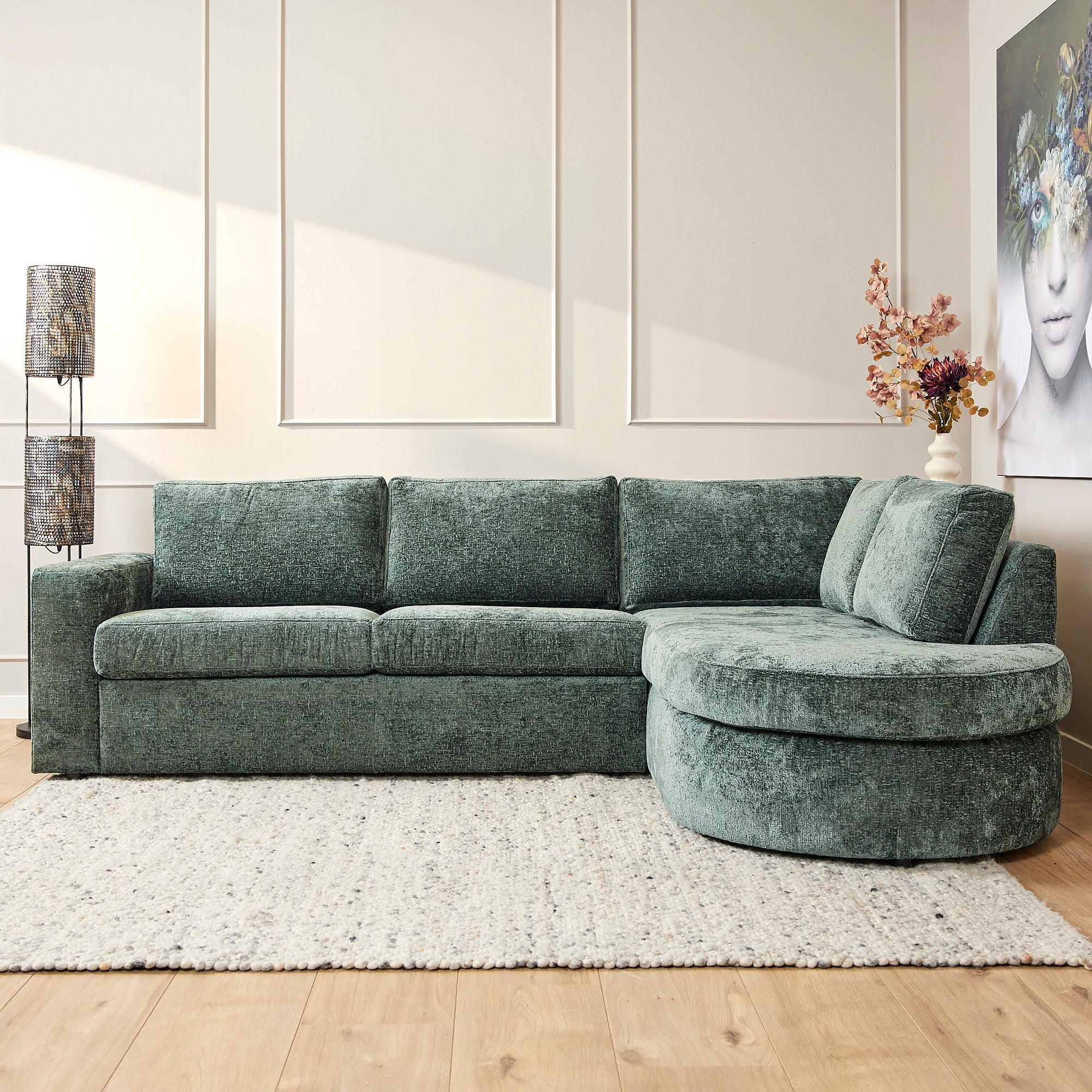 MySofa Alma | 2,5-zits + Divan Rechts | Groen