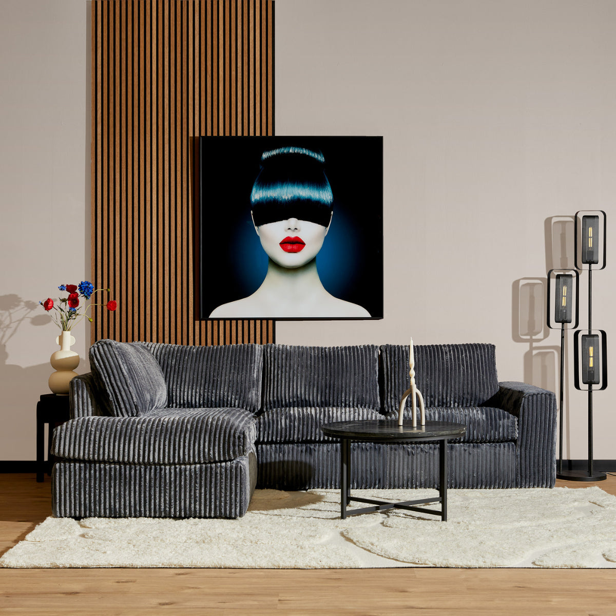 MijnSofa Teddy | Divan Links + 2,5 zits | Antraciet