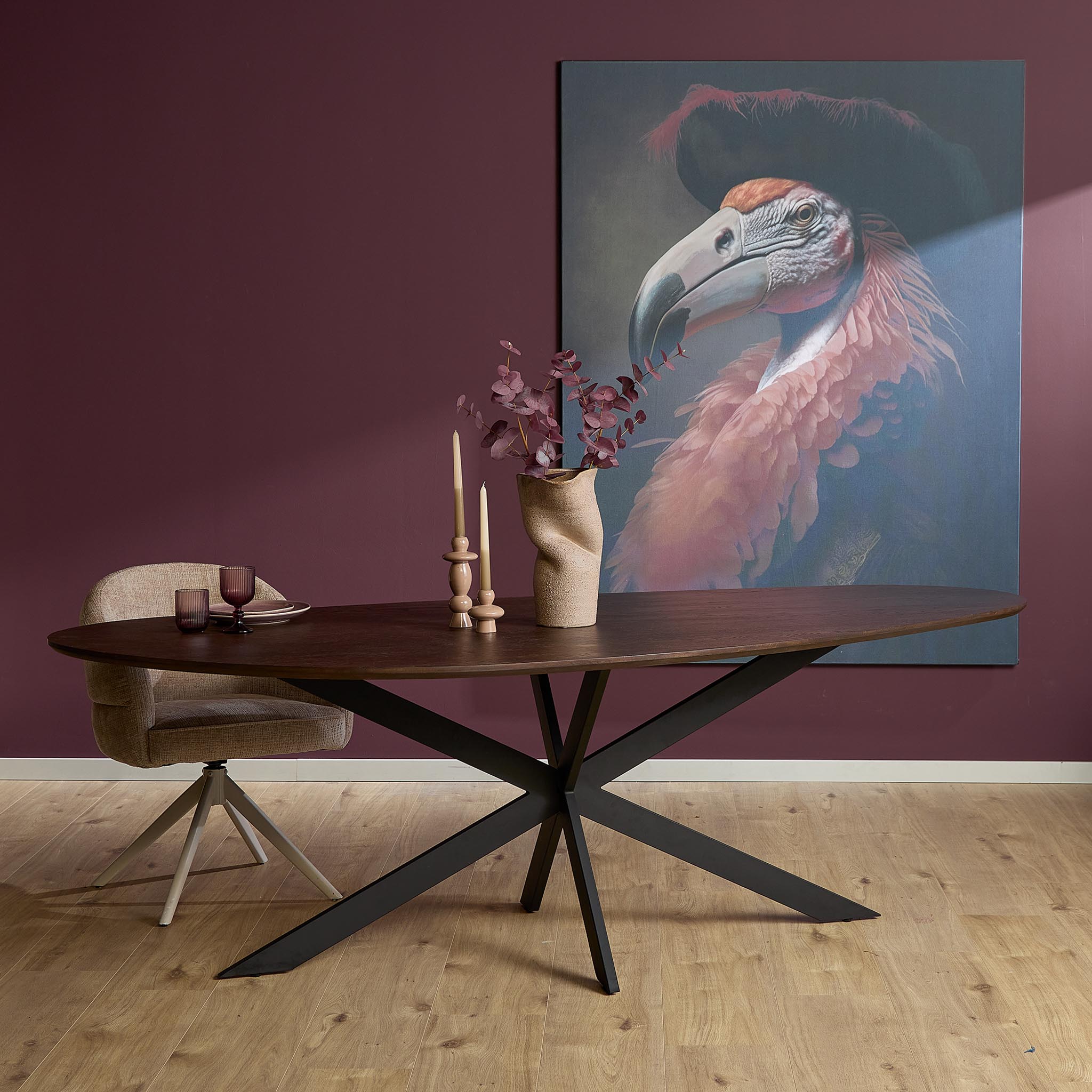 Organische eettafel Cloud Bruin Eikenhout 180 cm