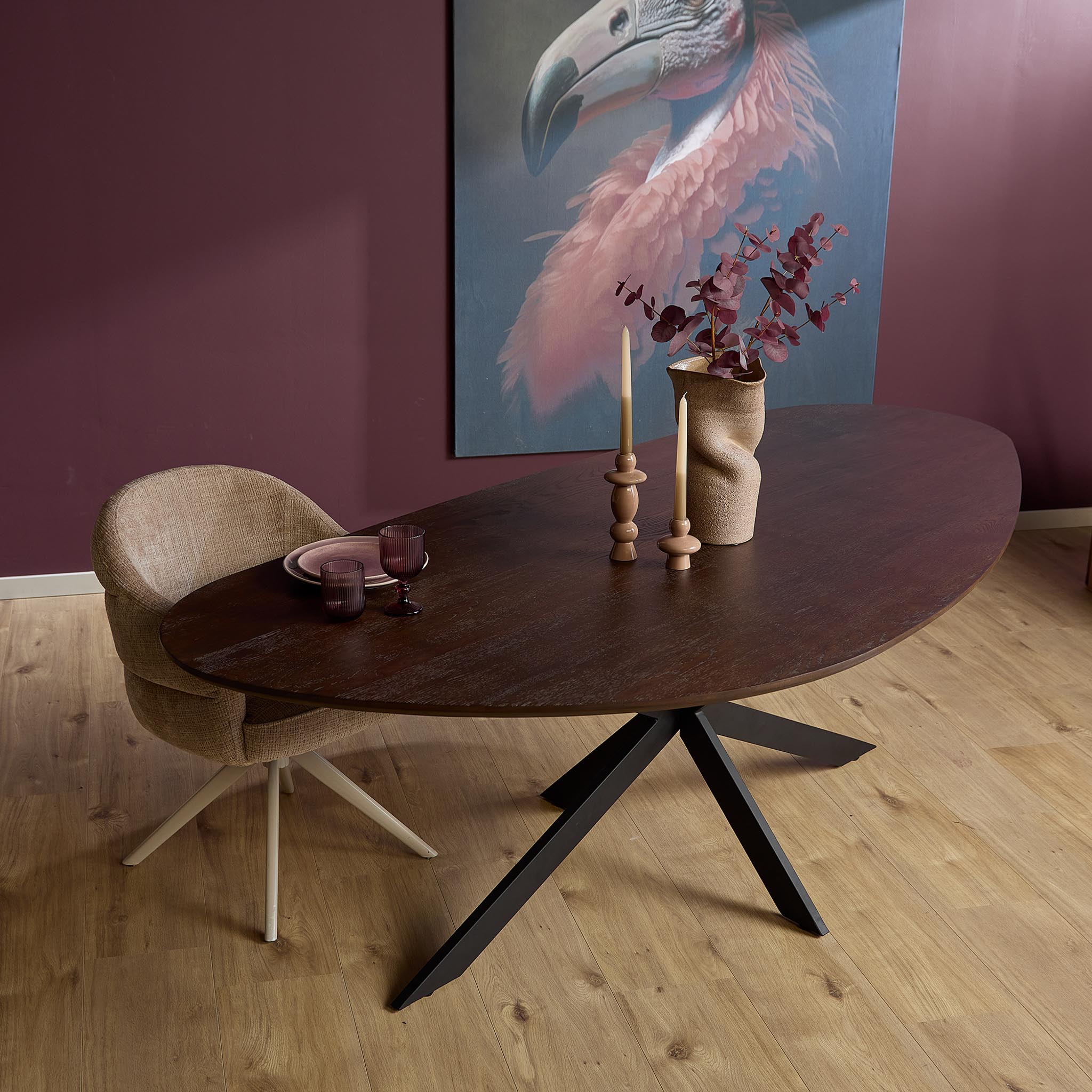 Organische eettafel Cloud Bruin Eikenhout 180 cm