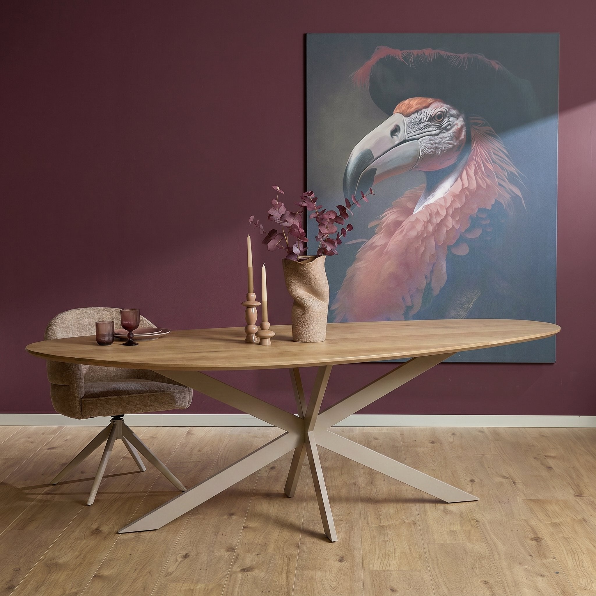 Organische eettafel Cloud Naturel Poot Zand Eikenhout 180 cm