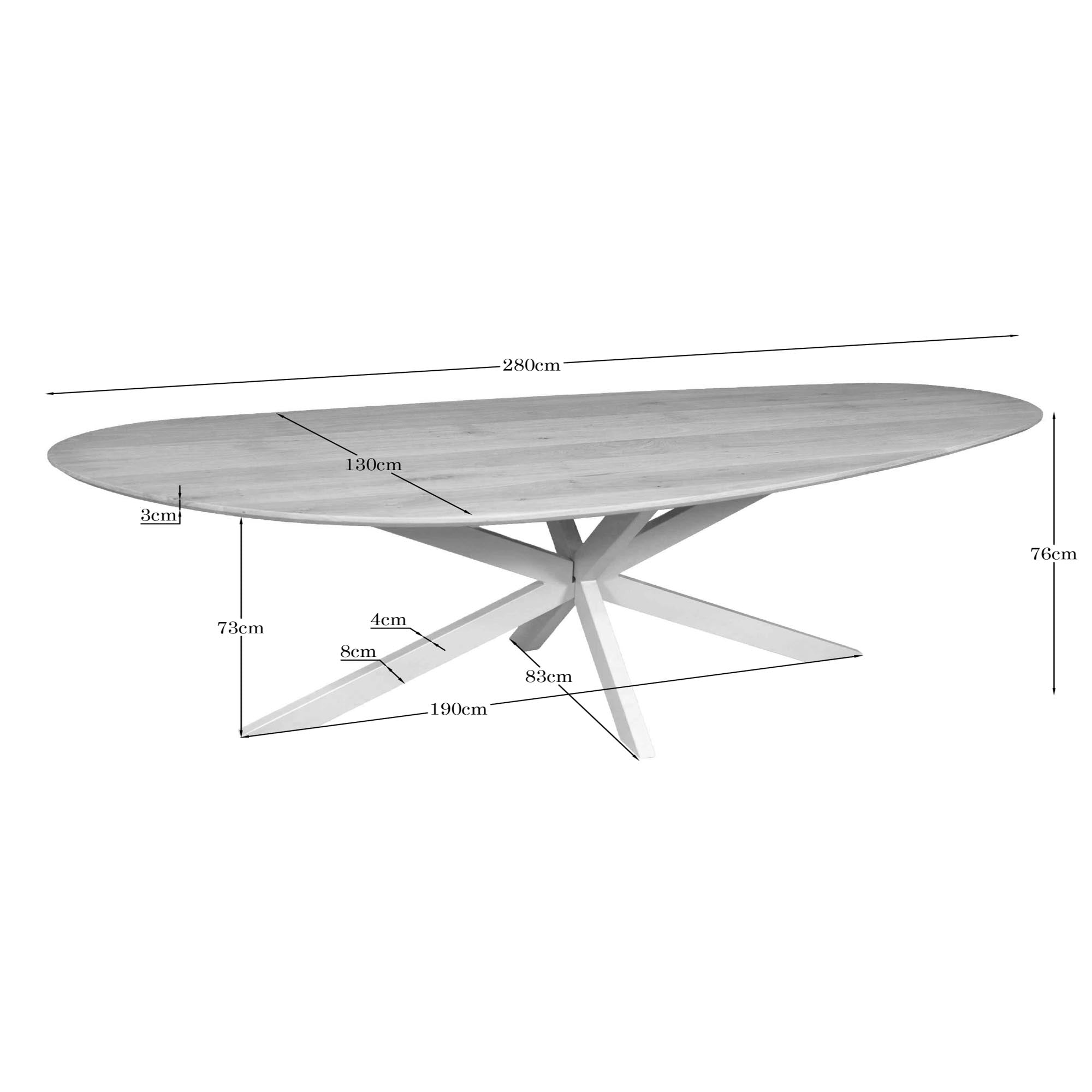 Organische eettafel Cloud Naturel Poot Zand Eikenhout 280 cm