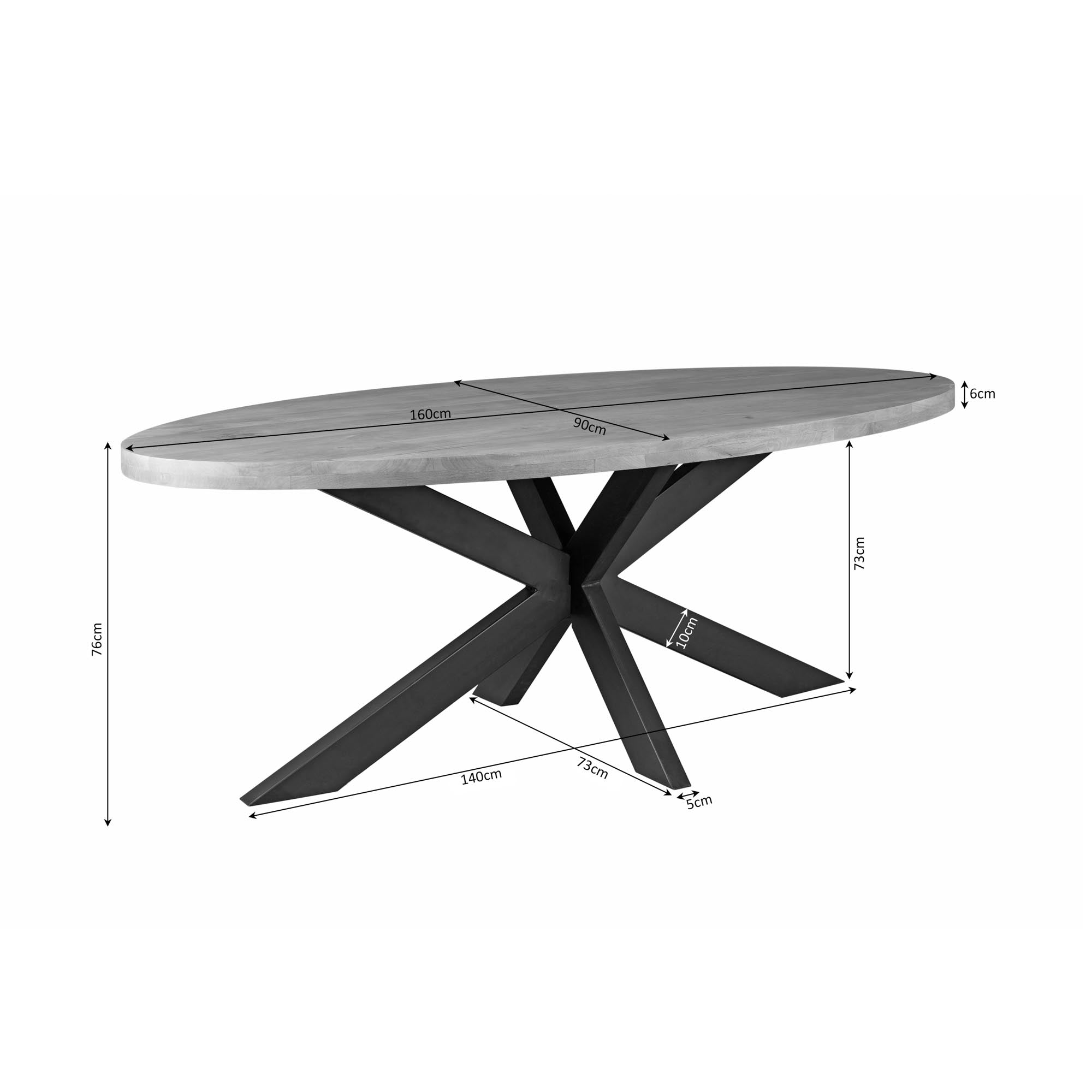 Eettafel Dakota | 160 cm | Ovaal