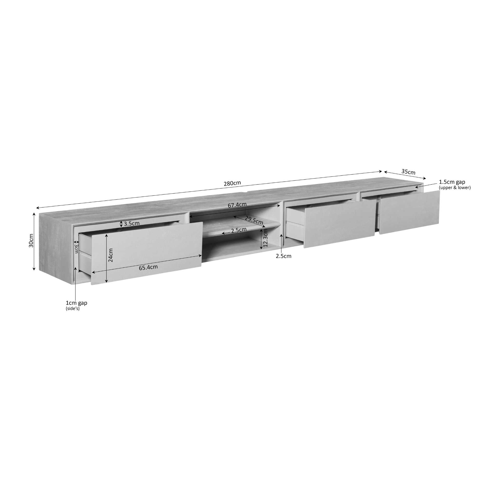 Zwevend tv-meubel Ambiance Bruin | 280 cm