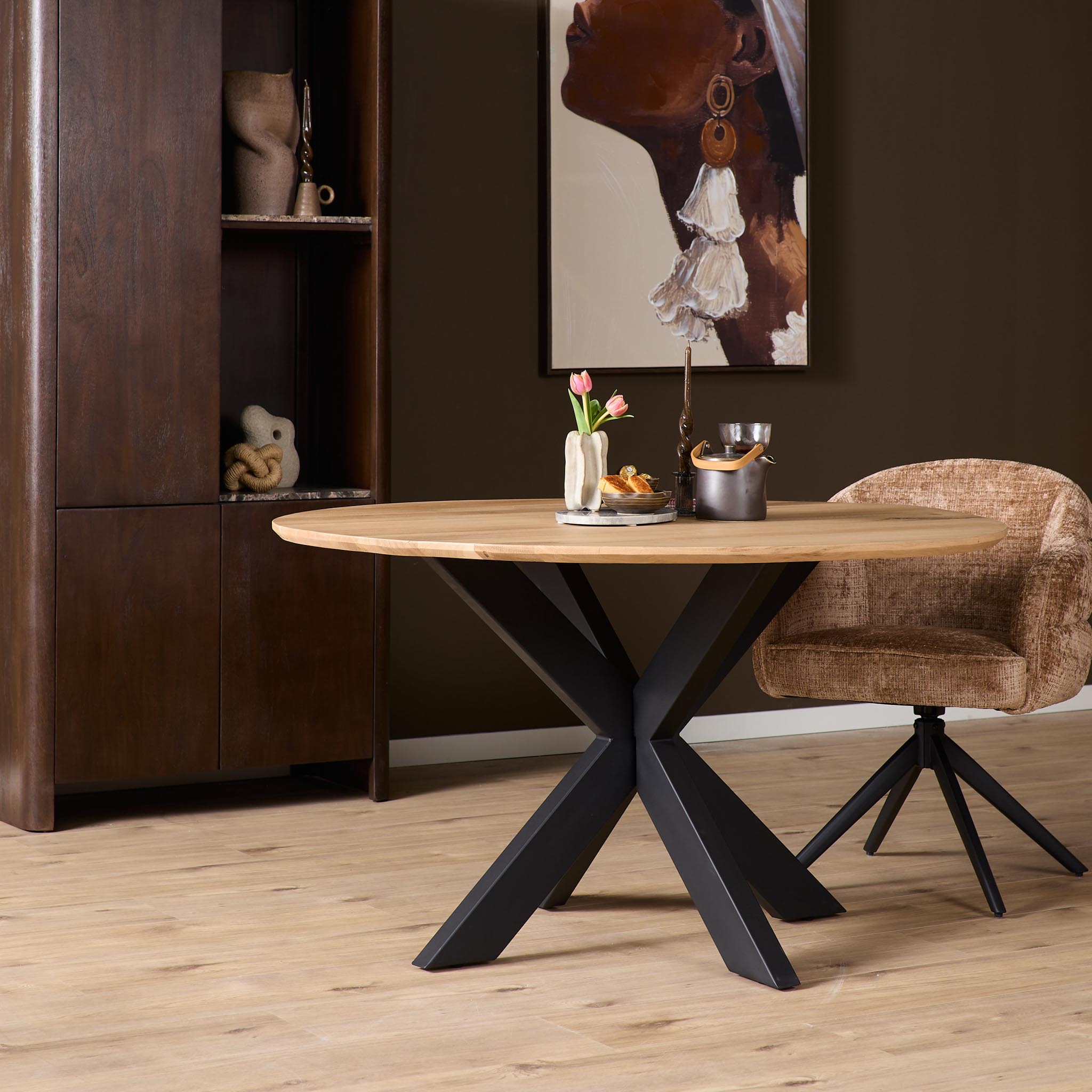 Eiken eettafel Ferris | Rond 110 cm | Naturel