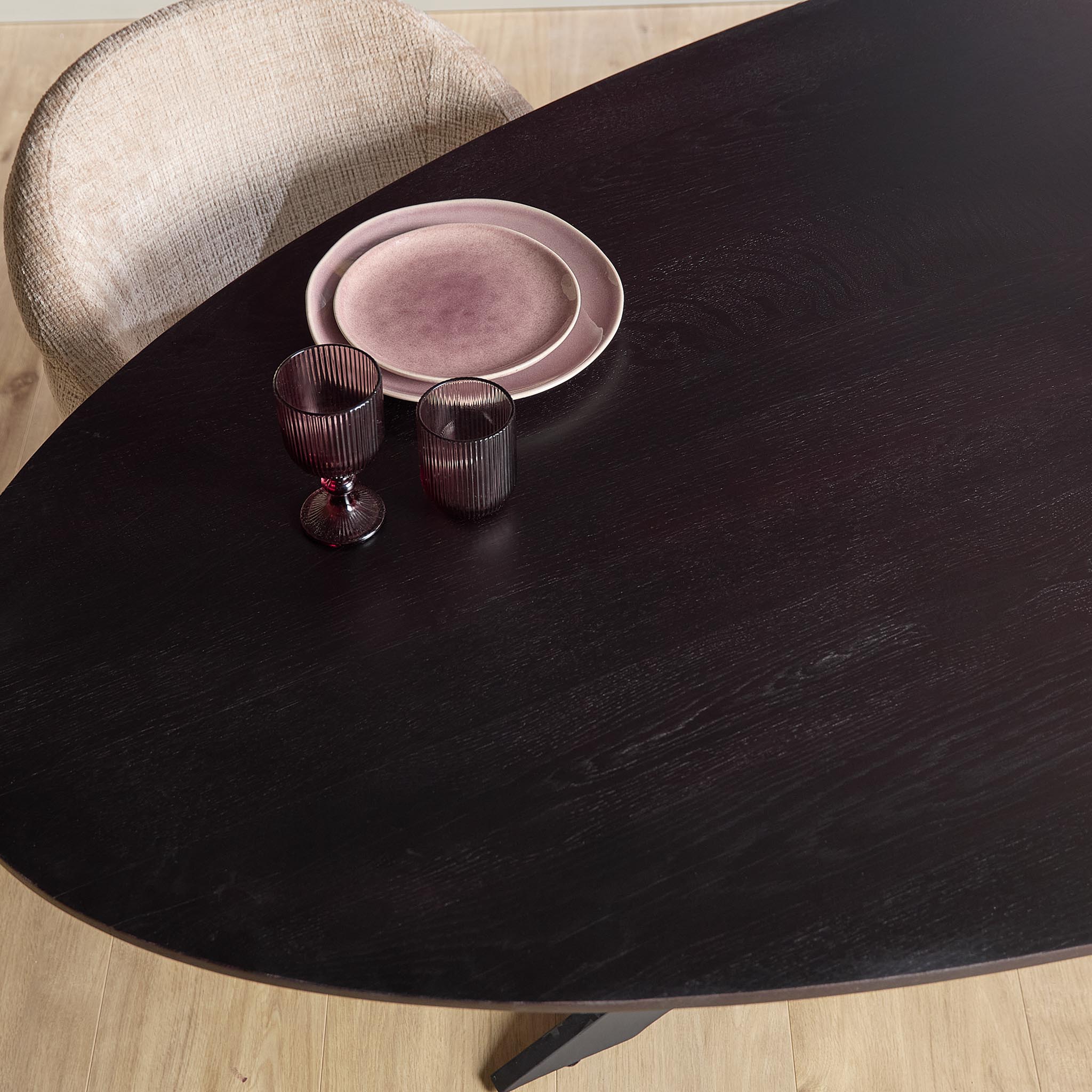 Eiken eettafel Ferris | Ovaal 180 cm | Zwart