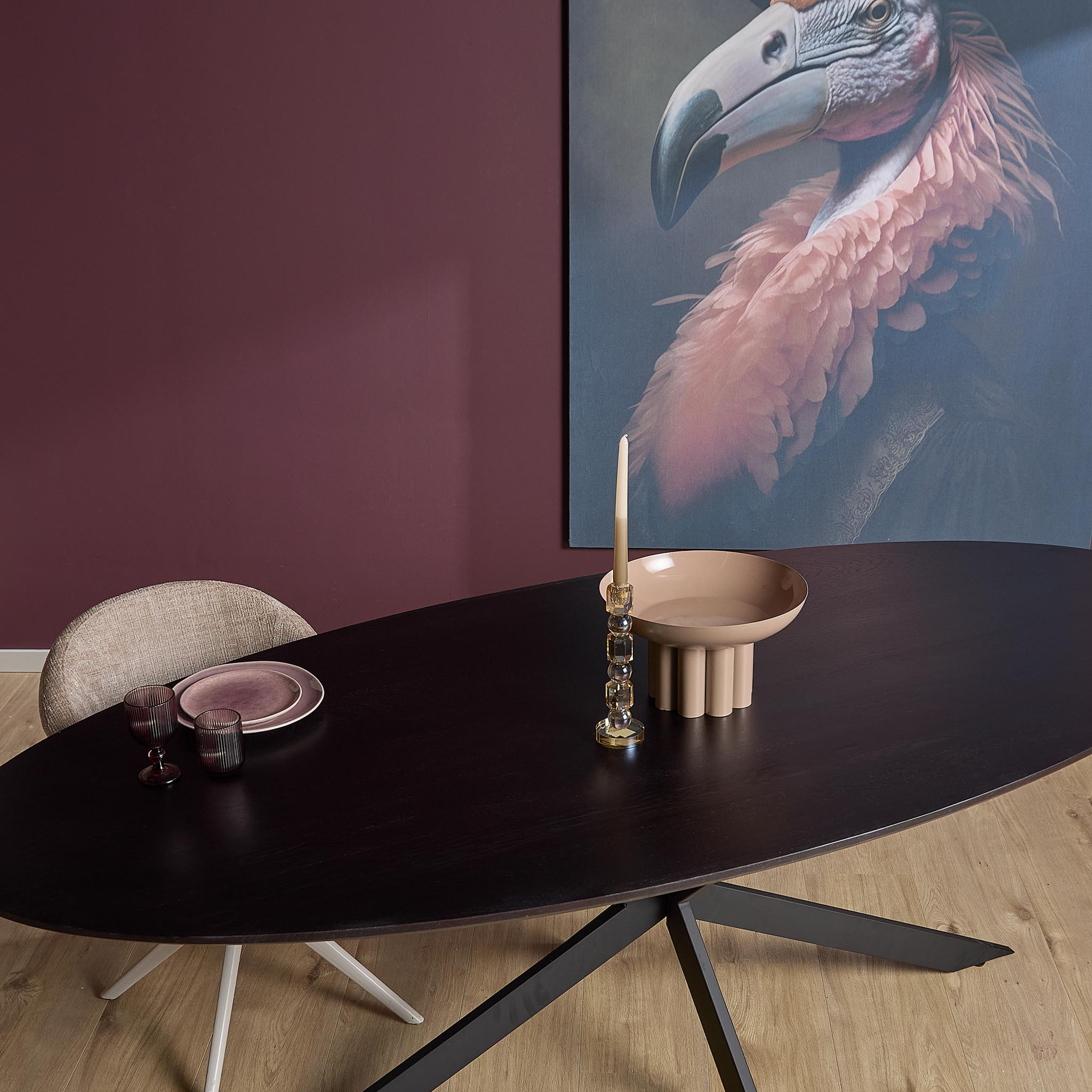 Eiken eettafel Ferris | Ovaal 280 cm | Zwart