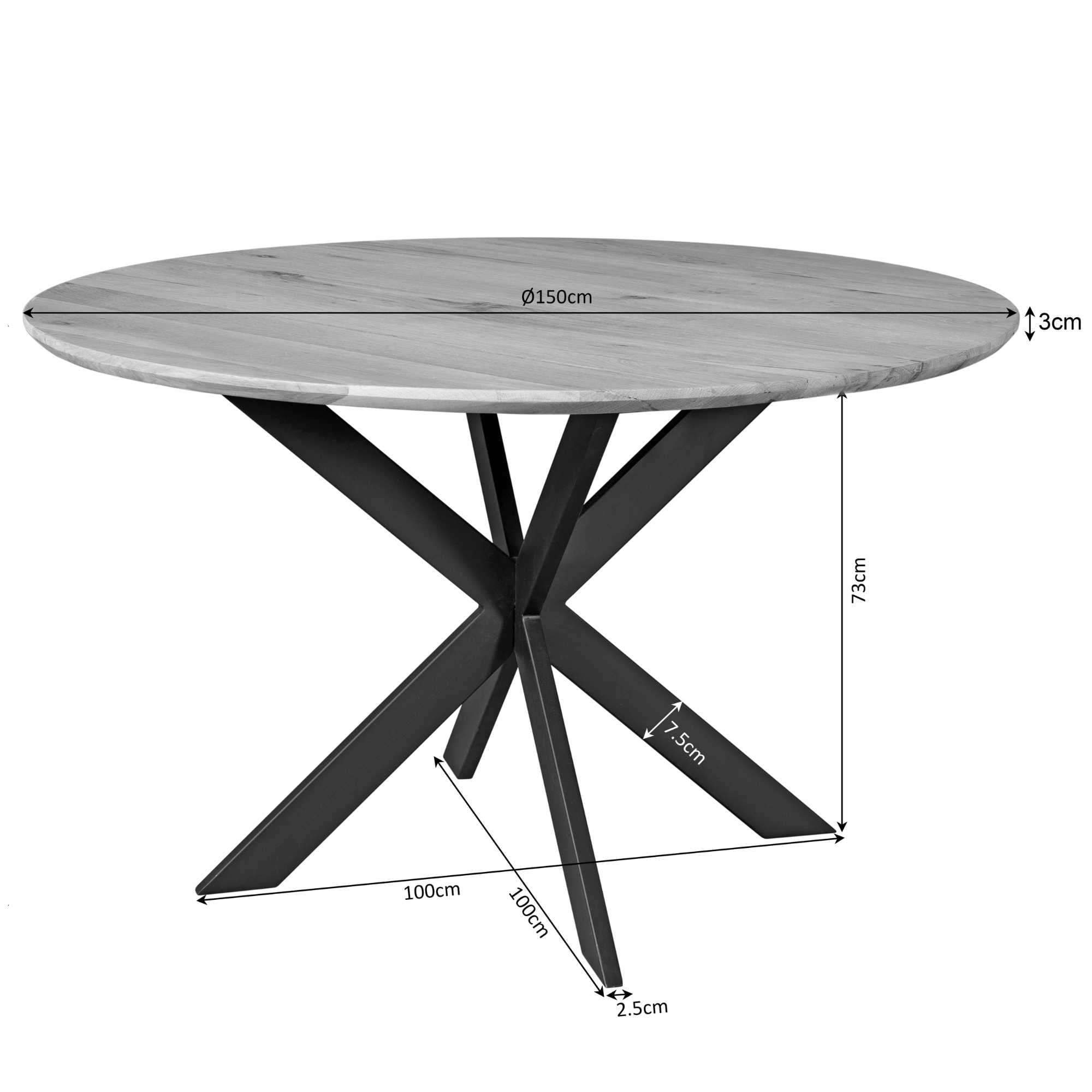 Eiken eettafel Ferris | Rond 150 cm | Bruin