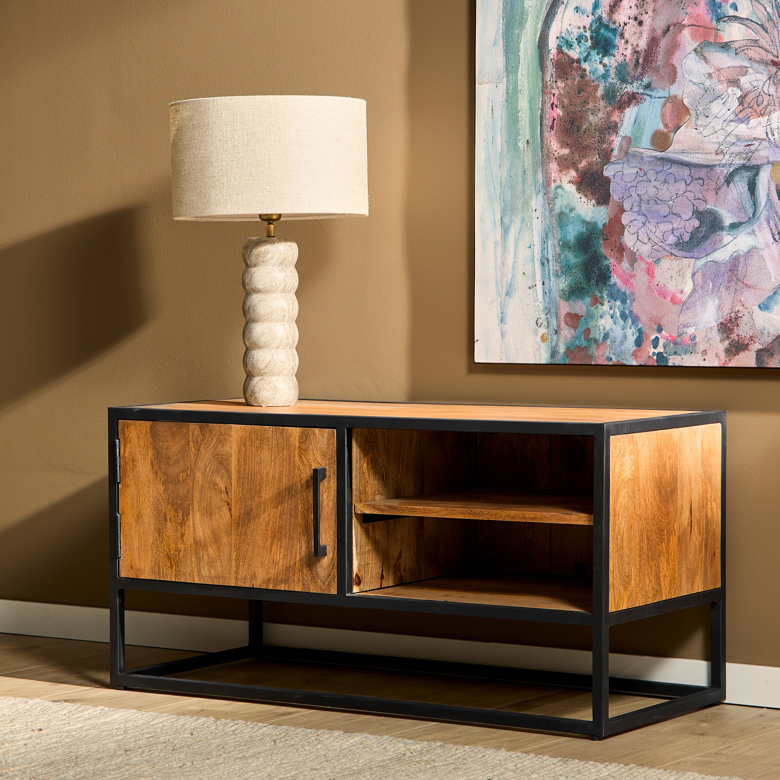 Tv meubel Denver | Mangohout en staal | 100 cm