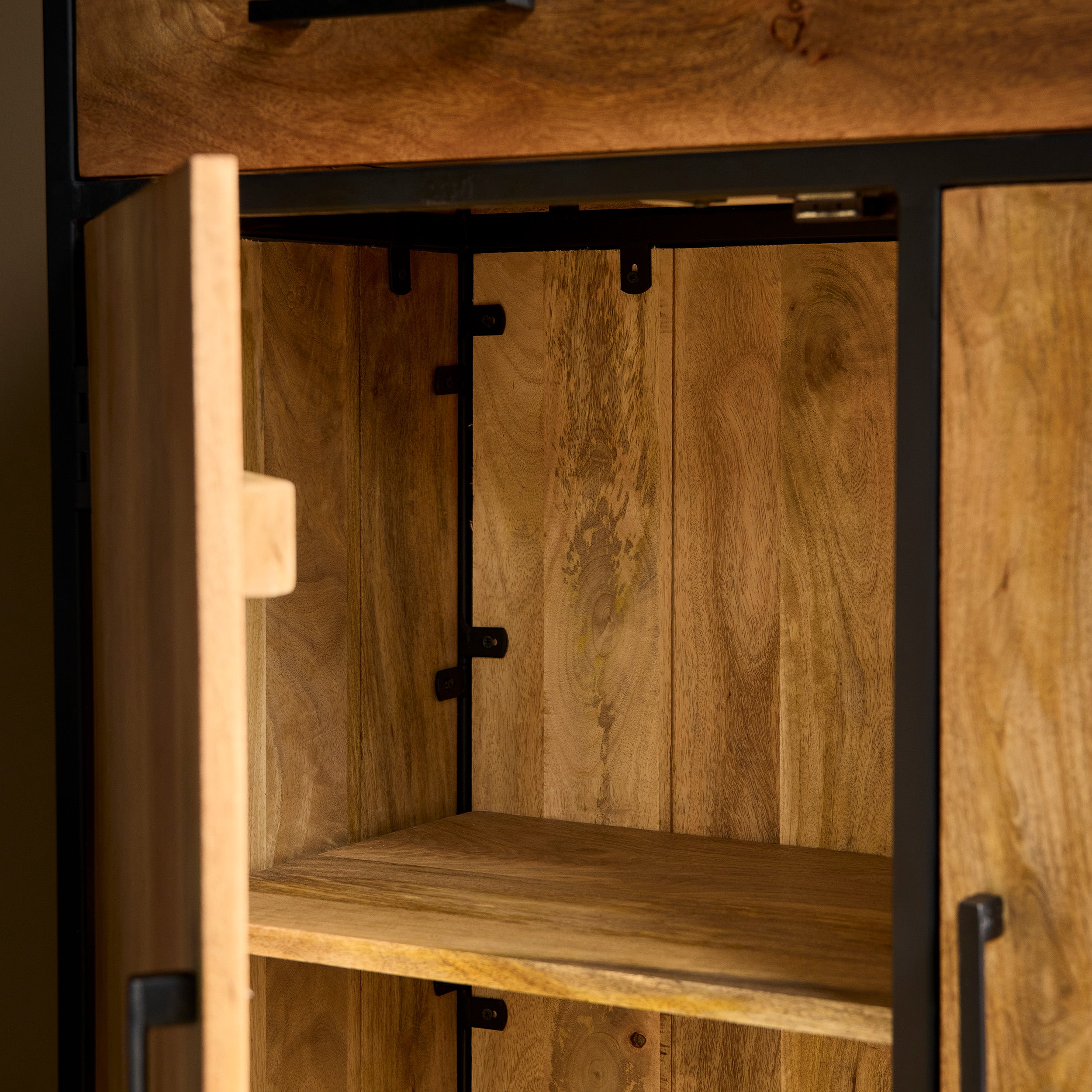 Kabinet kast Denver | Mangohout en staal | 100 cm