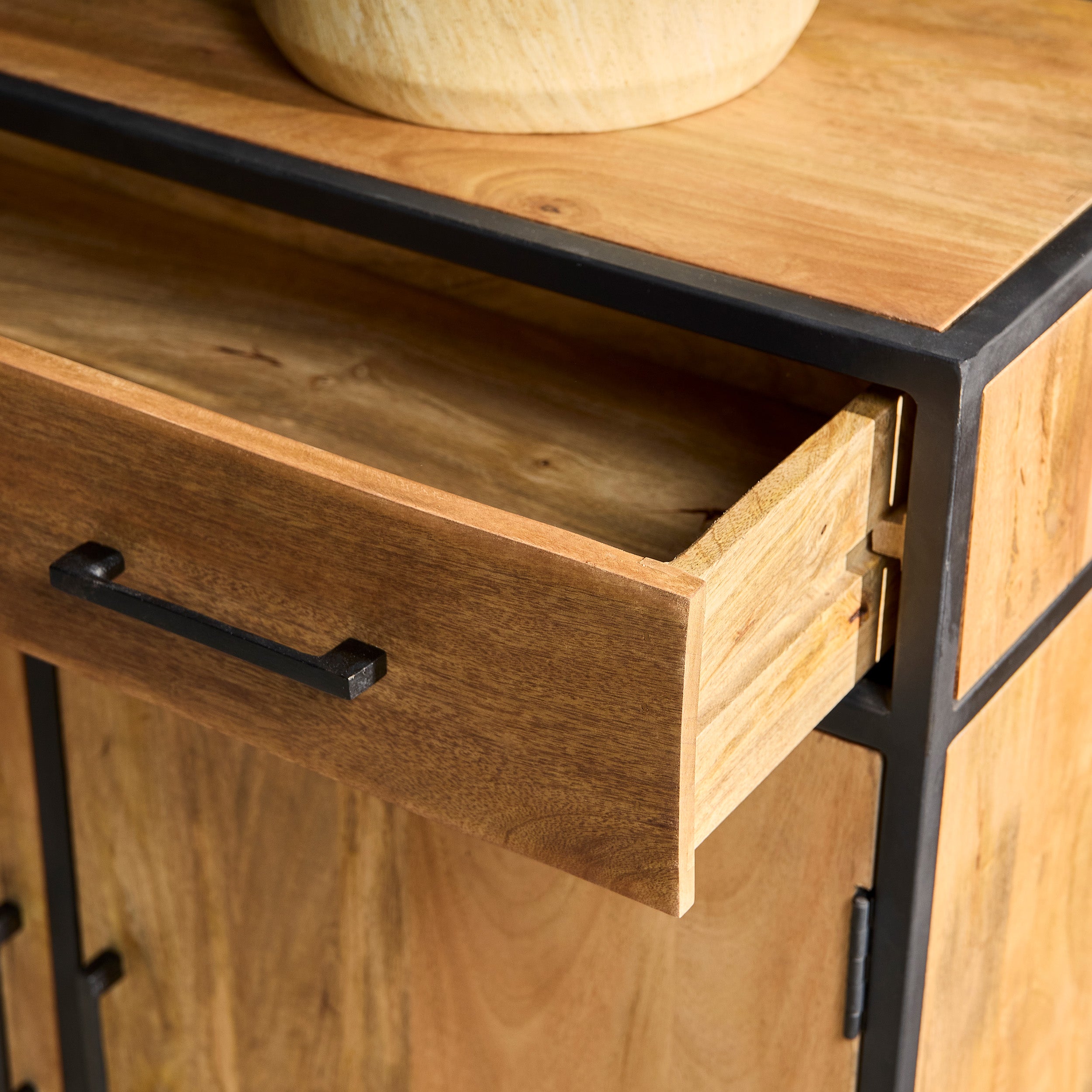 Kabinet kast Denver | Mangohout en staal | 100 cm