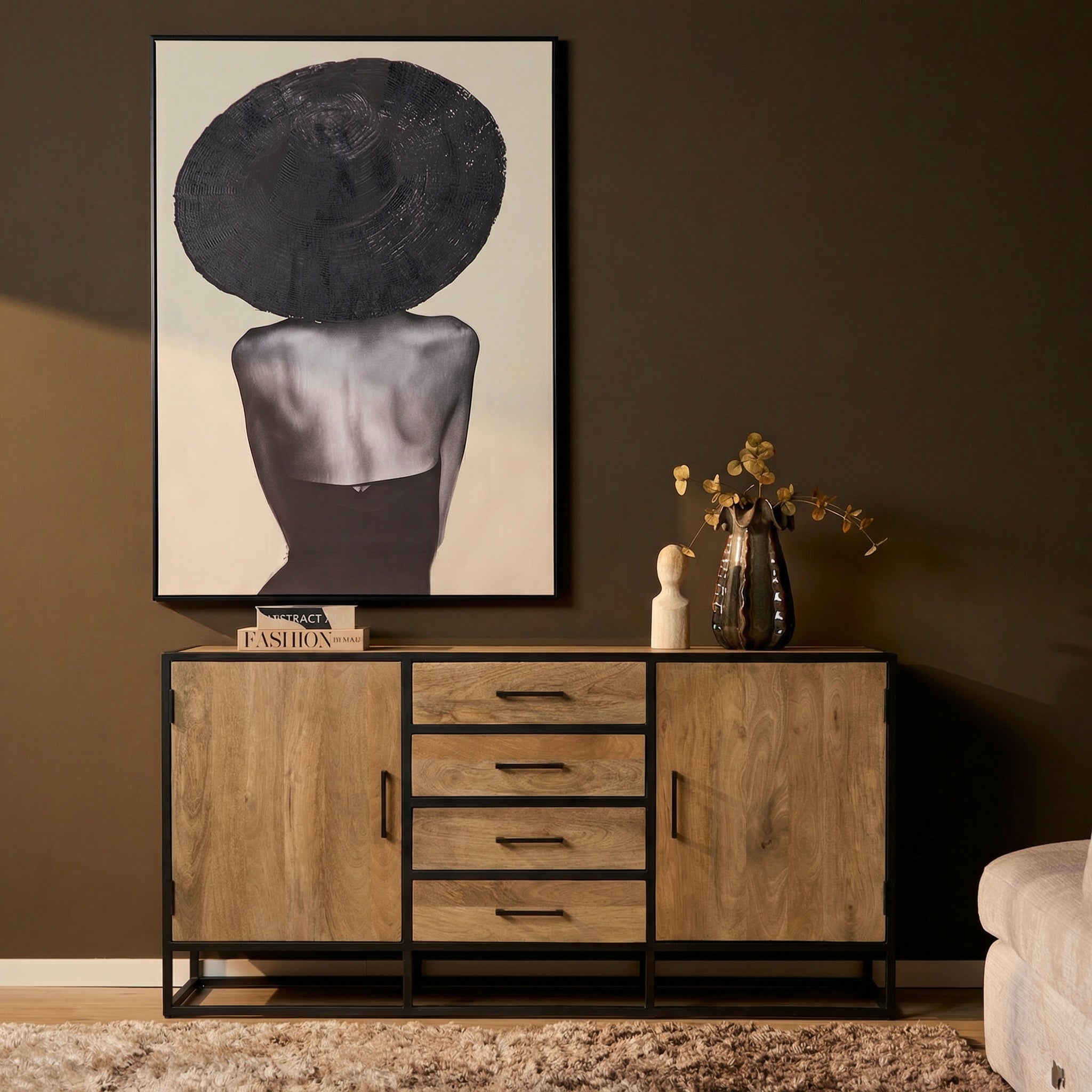 Dressoir Dakota Naturel Mangohout 165 cm