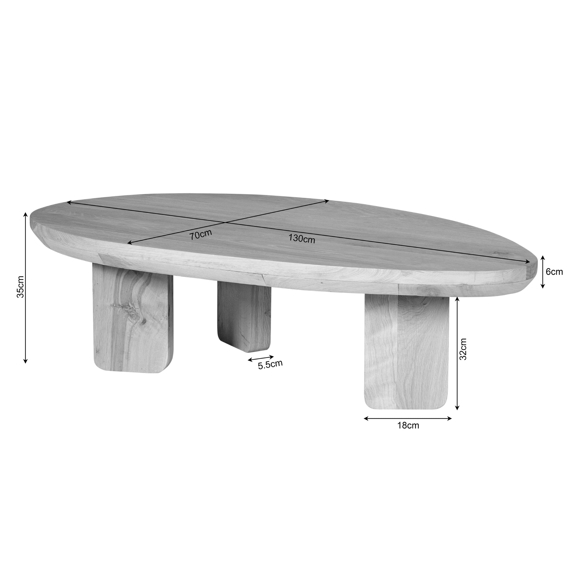 Salontafel Zillah | 130 cm | Eiken Bruin