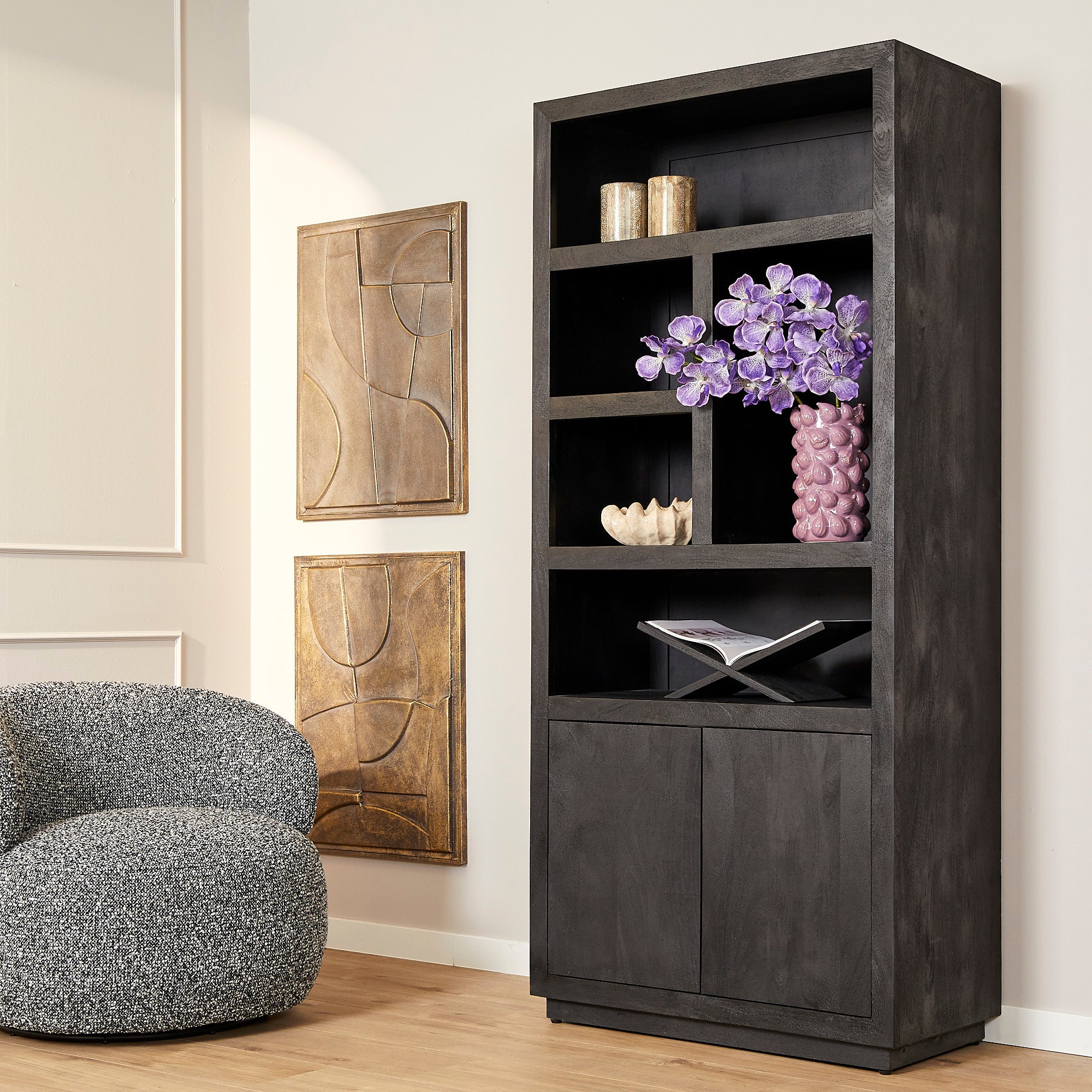 Vakkenkast Brussel Black 90cm | 5 vakken
