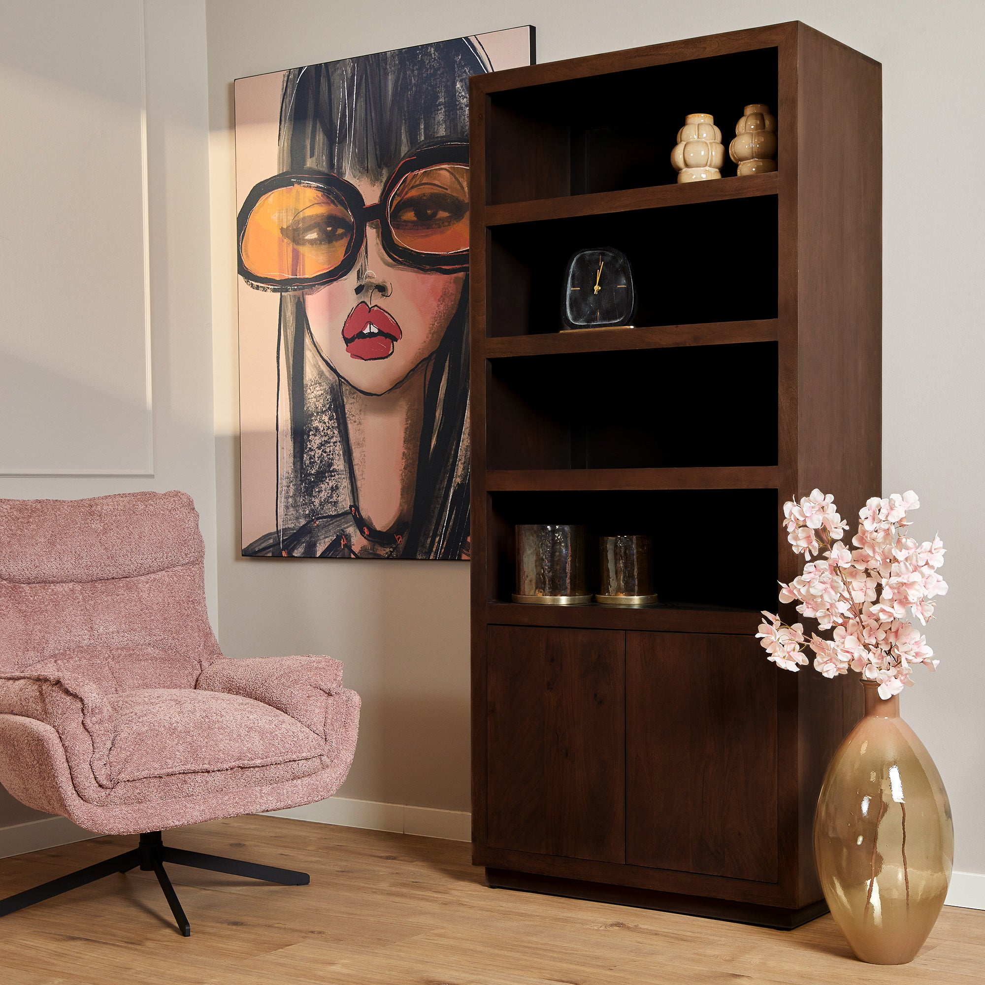 Boekenkast Brussel Brown | 90 cm | 4 vakken