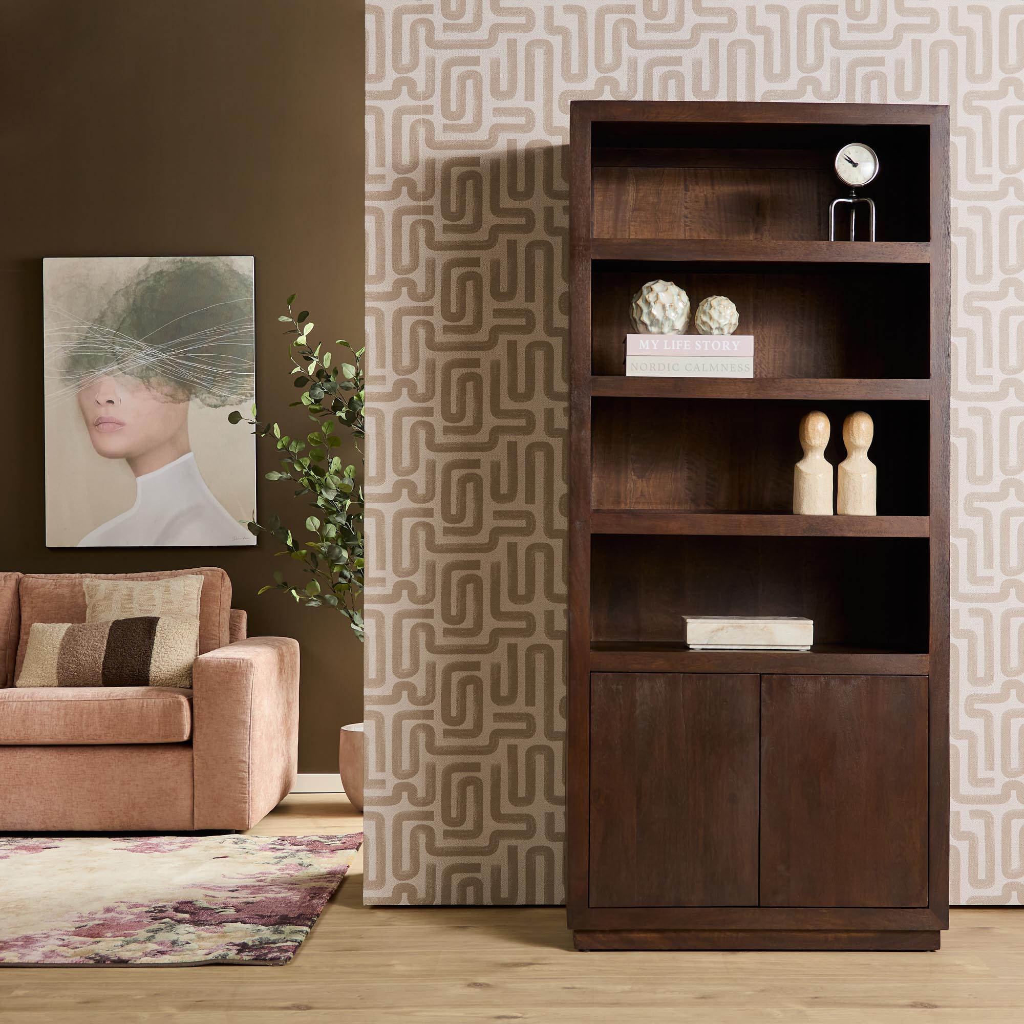 Boekenkast Brussel Bruin | 90 cm | 4 vakken