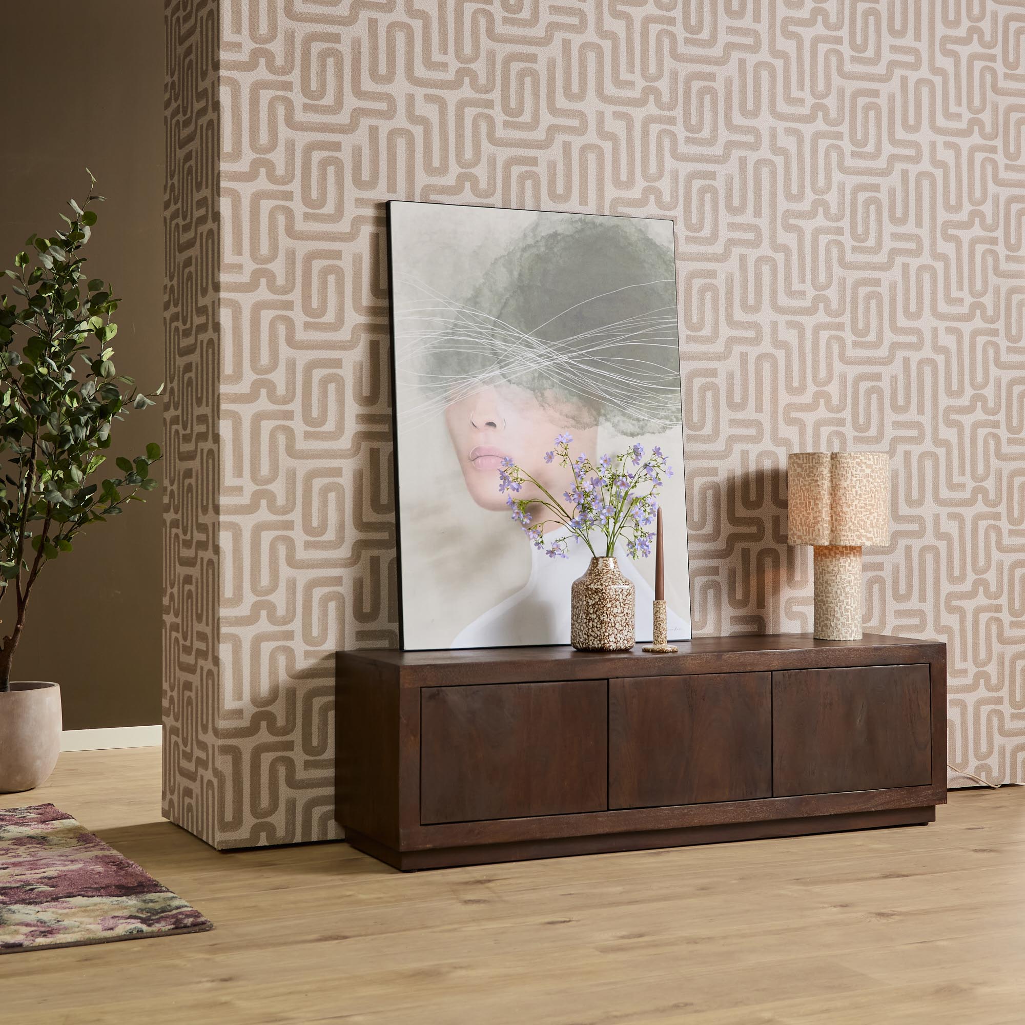 Tv meubel Brussel Bruin Mangohout 150 cm