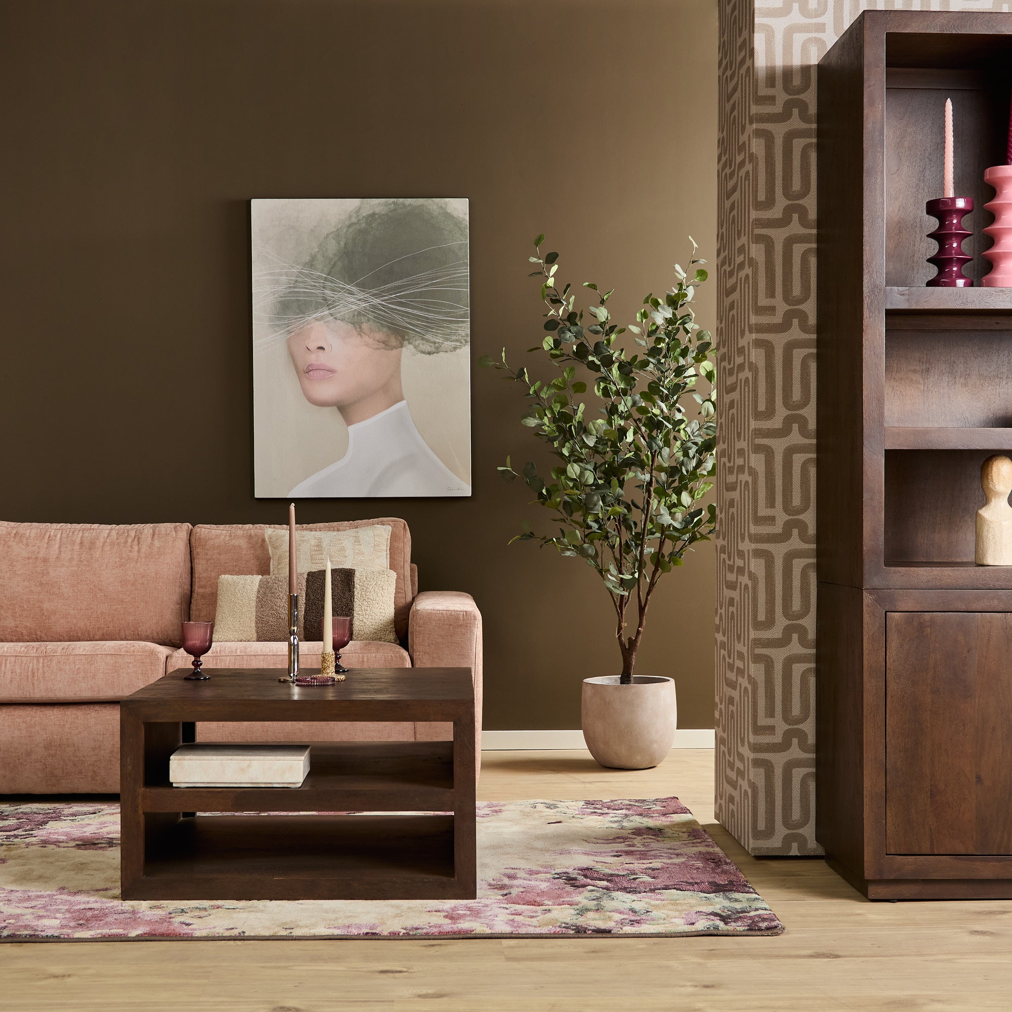 Vierkante salontafel Brussel Bruin Mangohout 80 cm