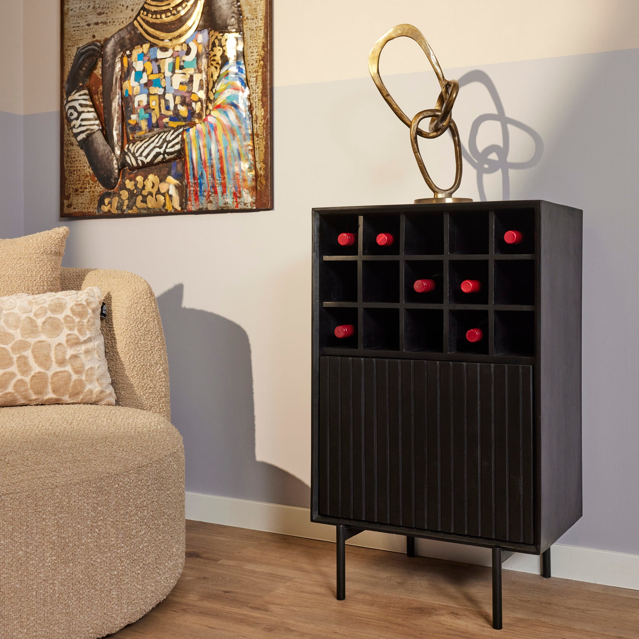 Wijnkast Madison Zwart
