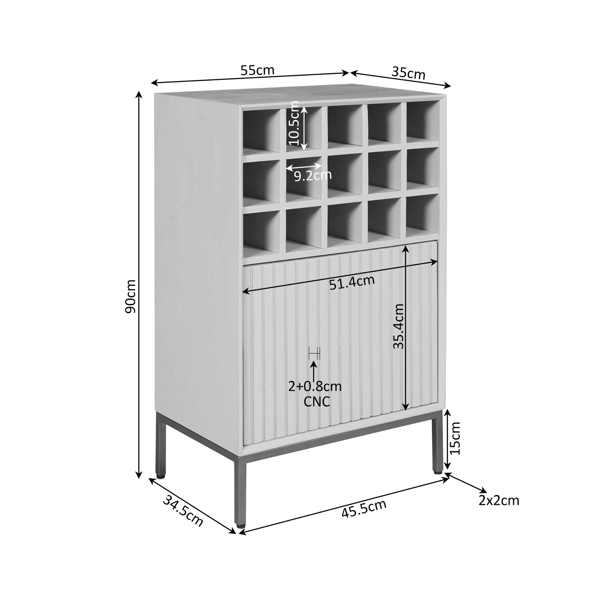 Wijnkast Madison Bruin | 55 cm