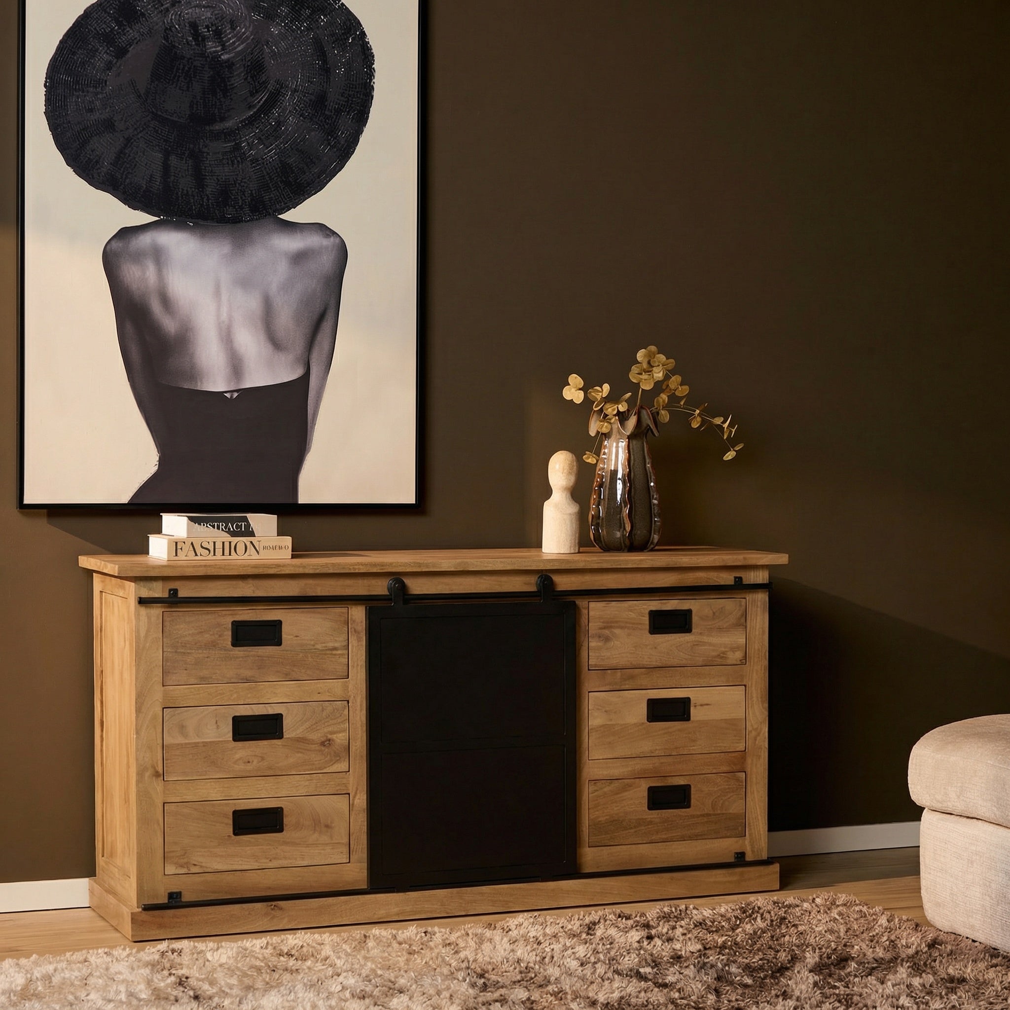 Dressoir Fresno Naturel Mangohout 160 cm