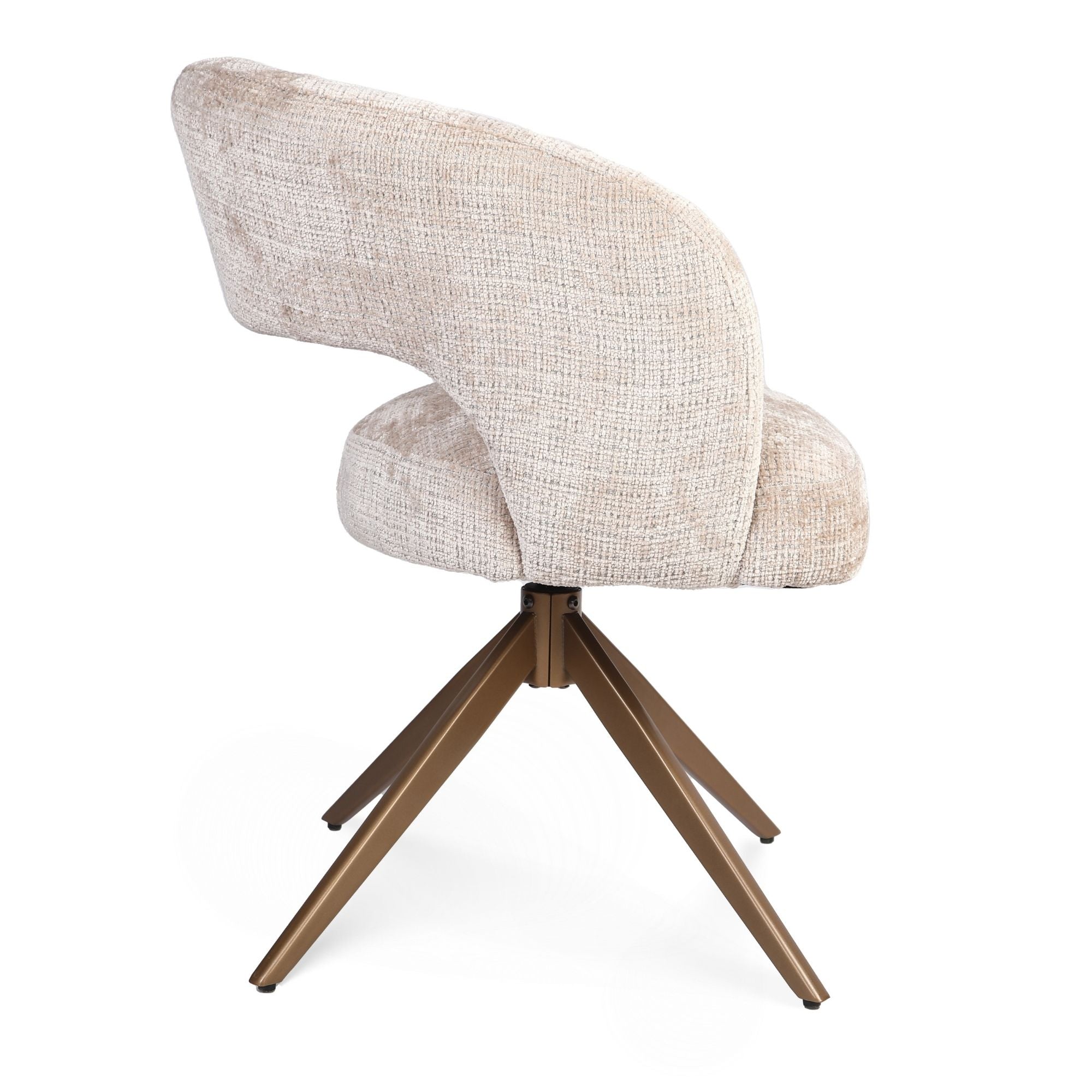 Eetkamerstoel Demi | Beige | Poot Bronze | Met armleuning