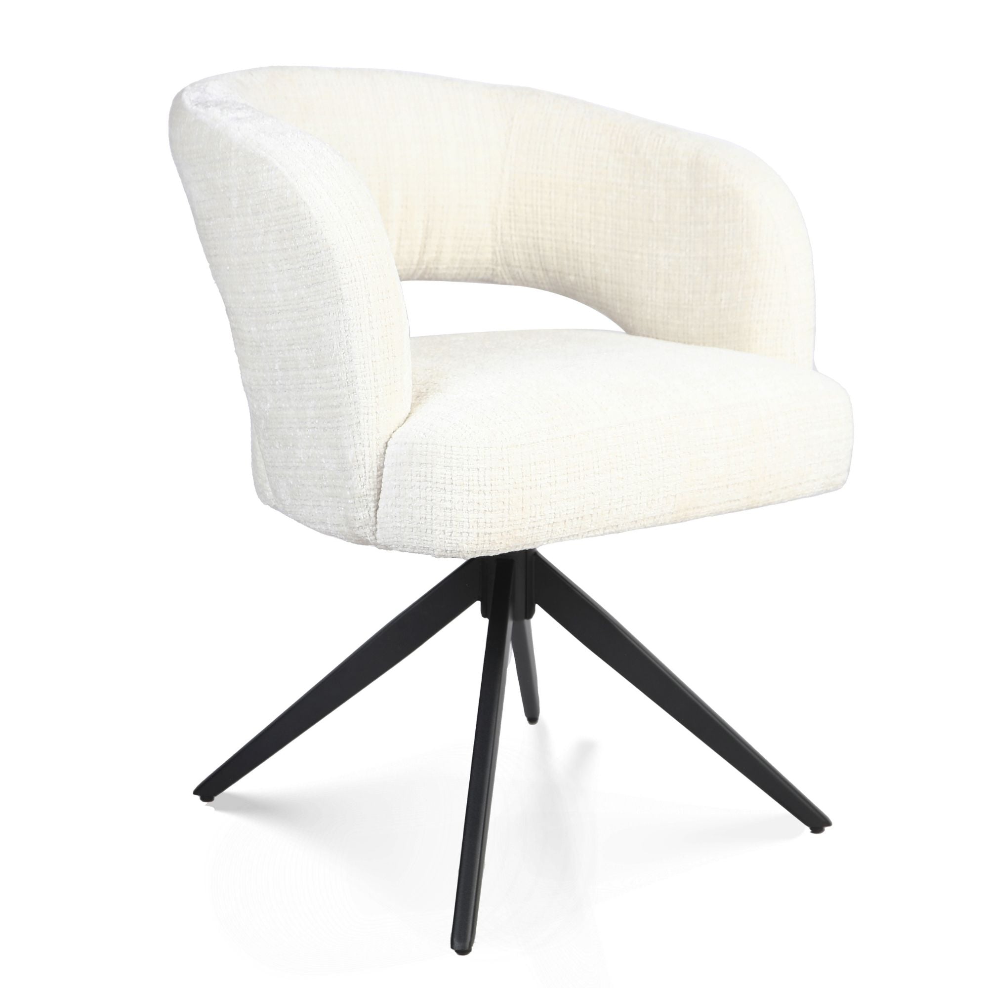 Eetkamerstoel Demi | Off White | Poot Zwart | Met armleuning