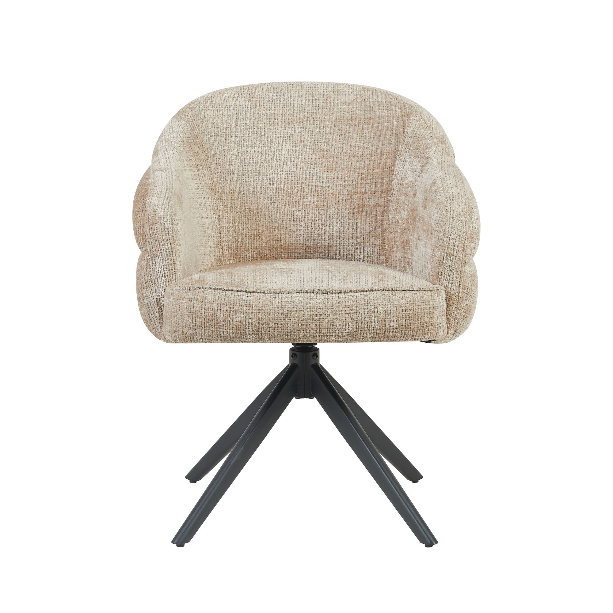 Eetkamerstoel Bella | Beige | Poot Zwart | Met armleuning