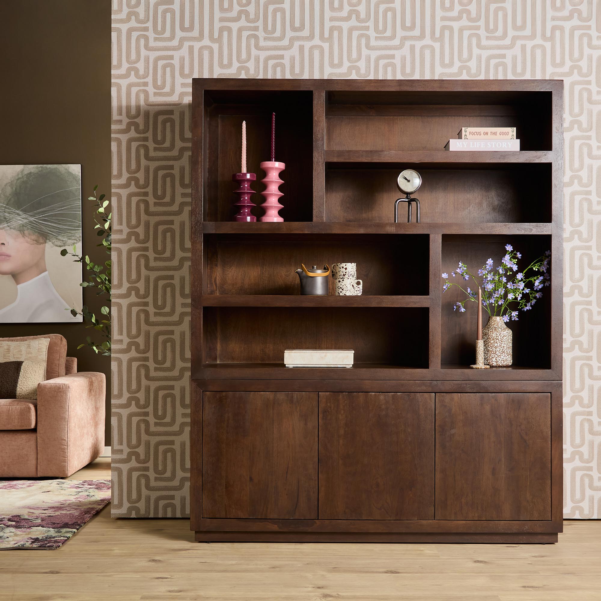 Vakkenkast Brussel XL Bruin Mangohout 160 cm