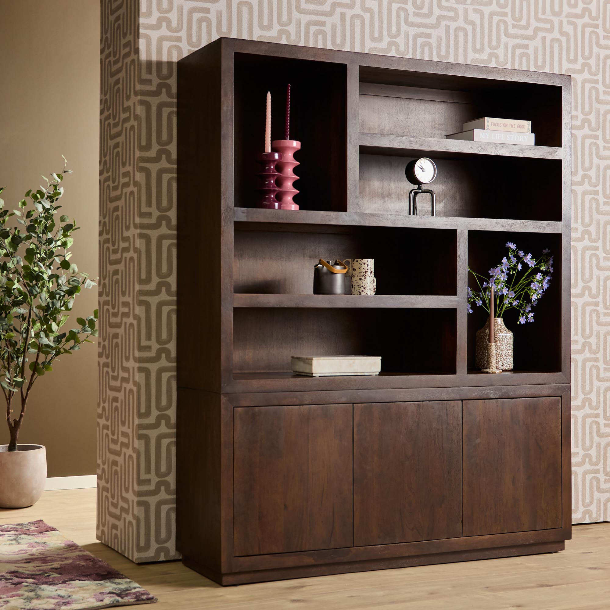 Vakkenkast Brussel XL Bruin Mangohout 160 cm